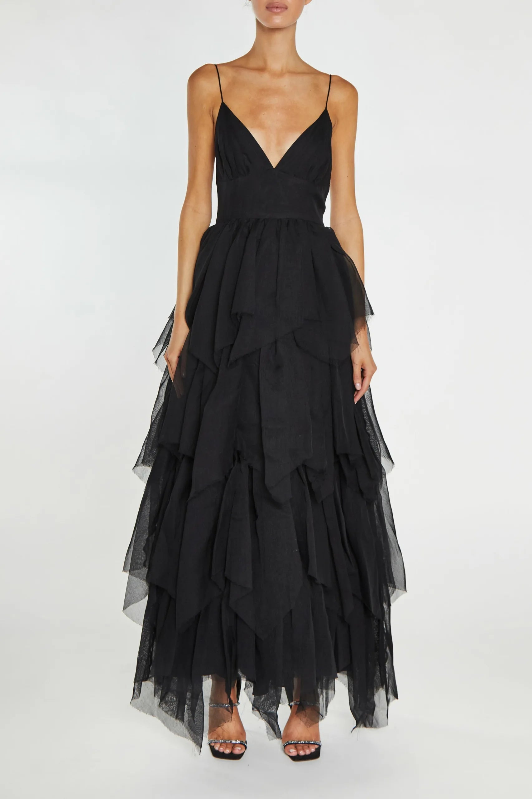 Black maxi tulle dress best sale