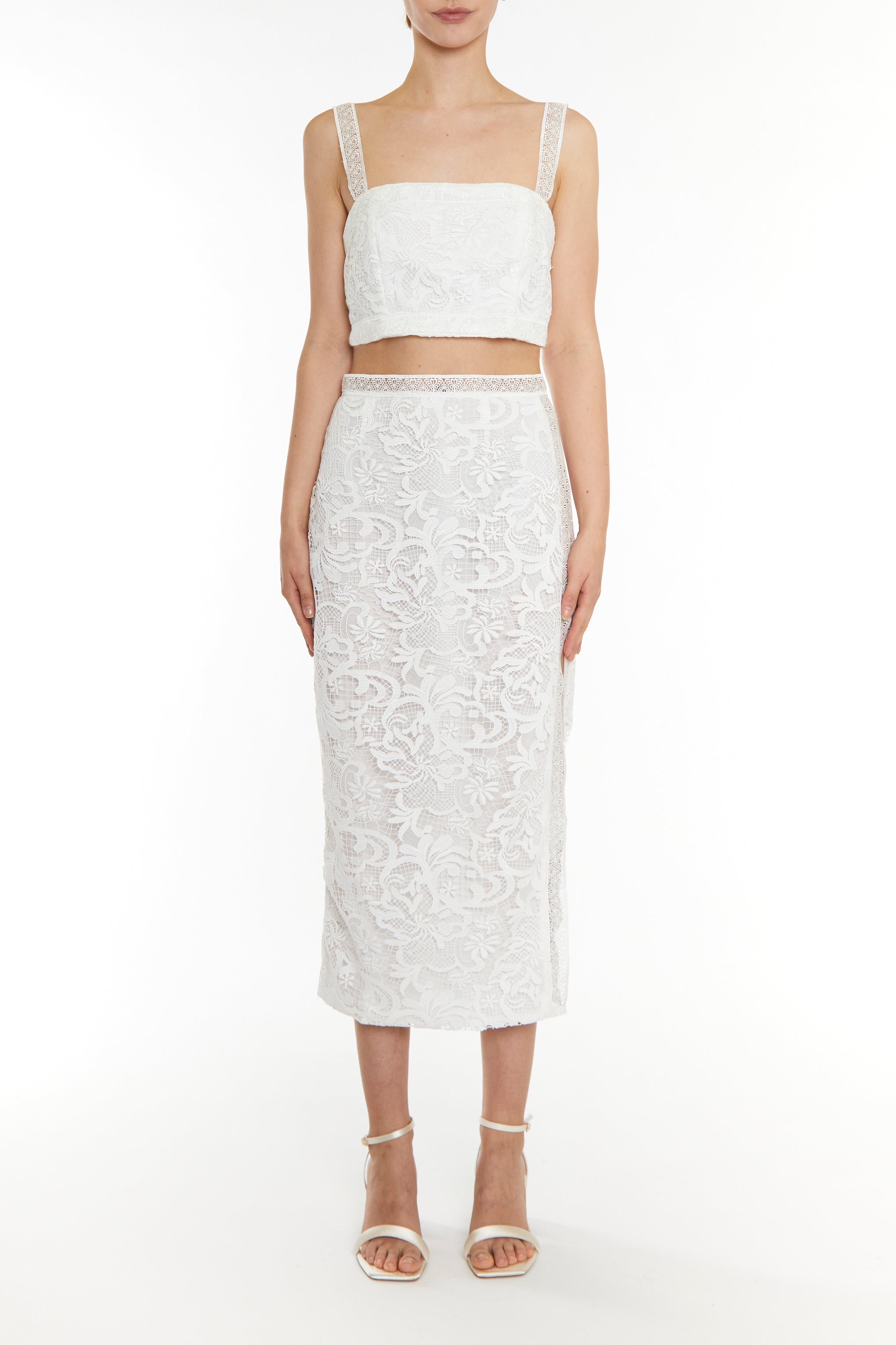 True Decadence White Celine Co ord Pencil Skirt 6 White