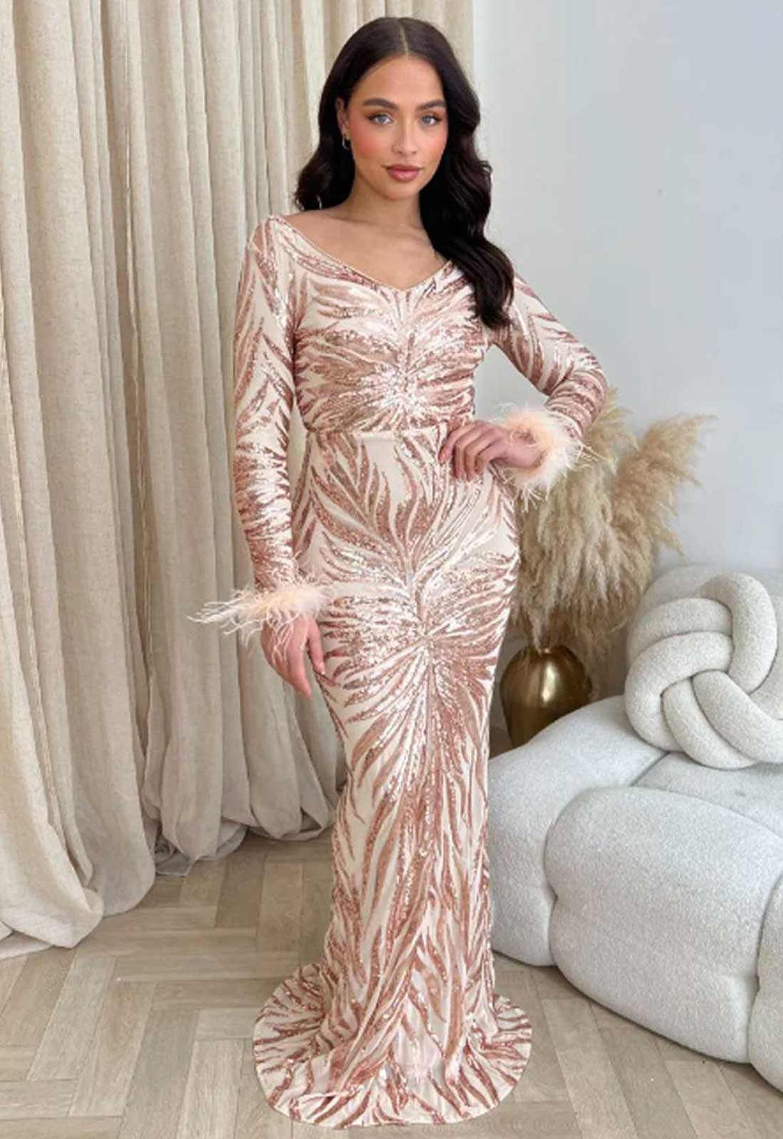 Elegant rose gold dress best sale