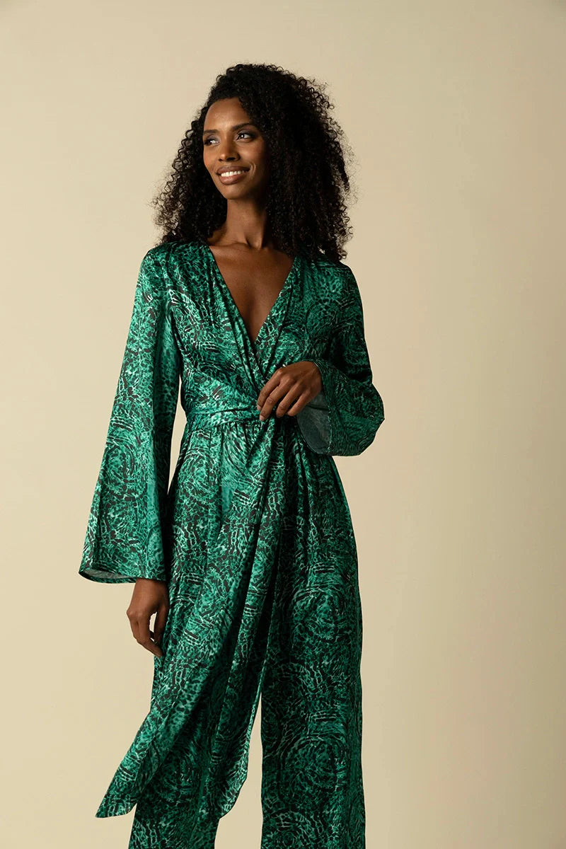 Silk green jumpsuit online