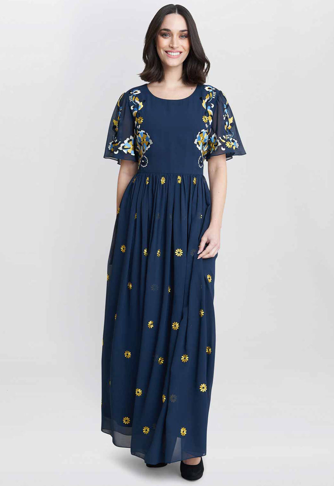 Gina bacconi embroidered dress hotsell