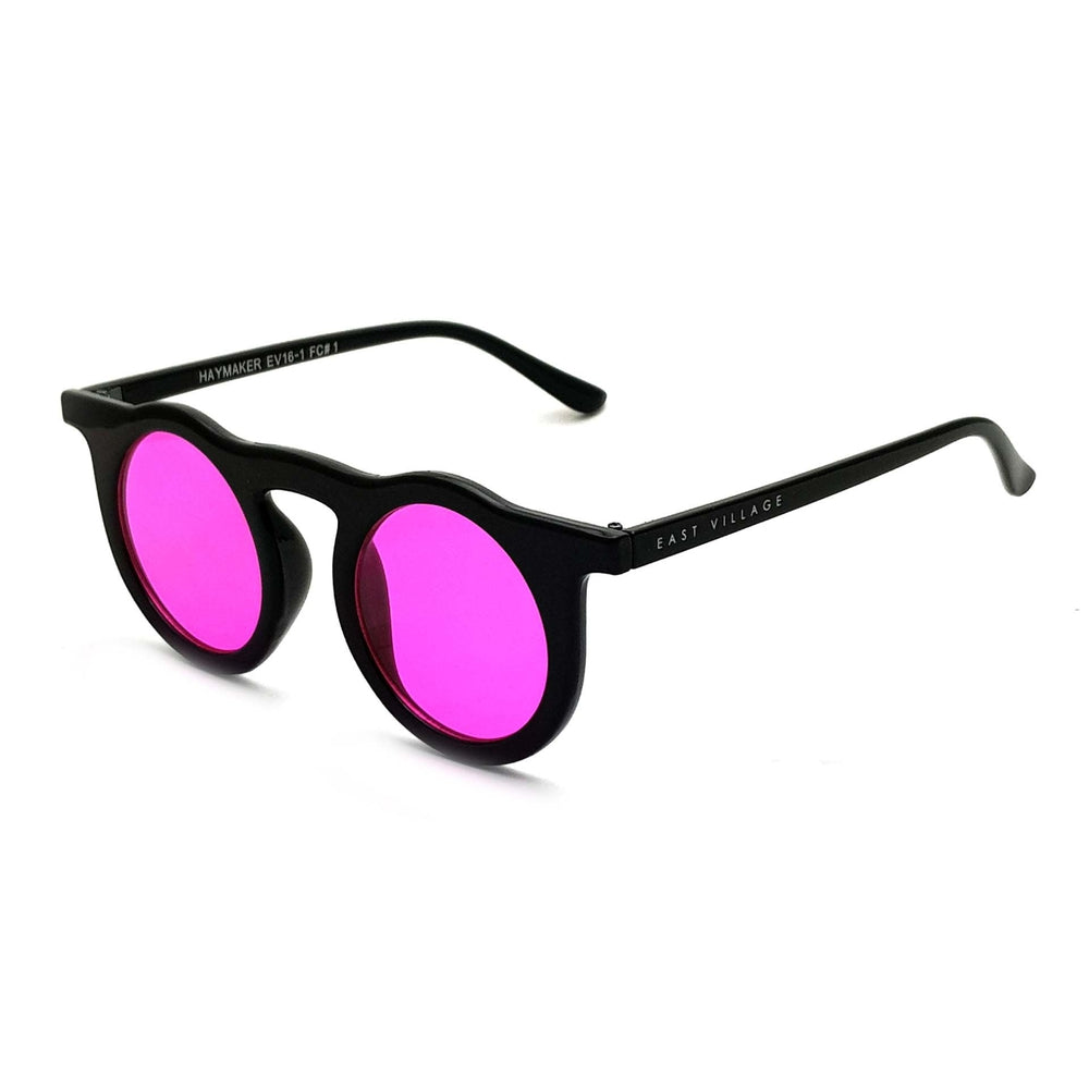 East Village Haymaker Round Sunglasses Black With Pink Lens