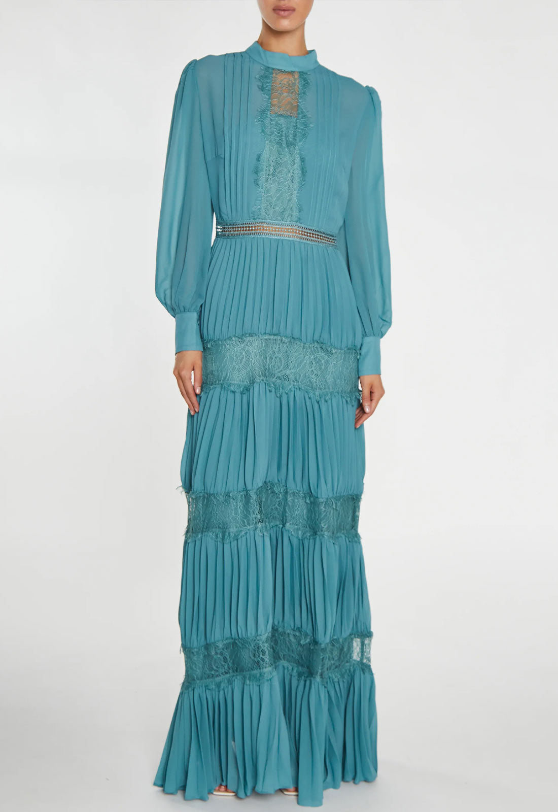 High neck pleated maxi dress online