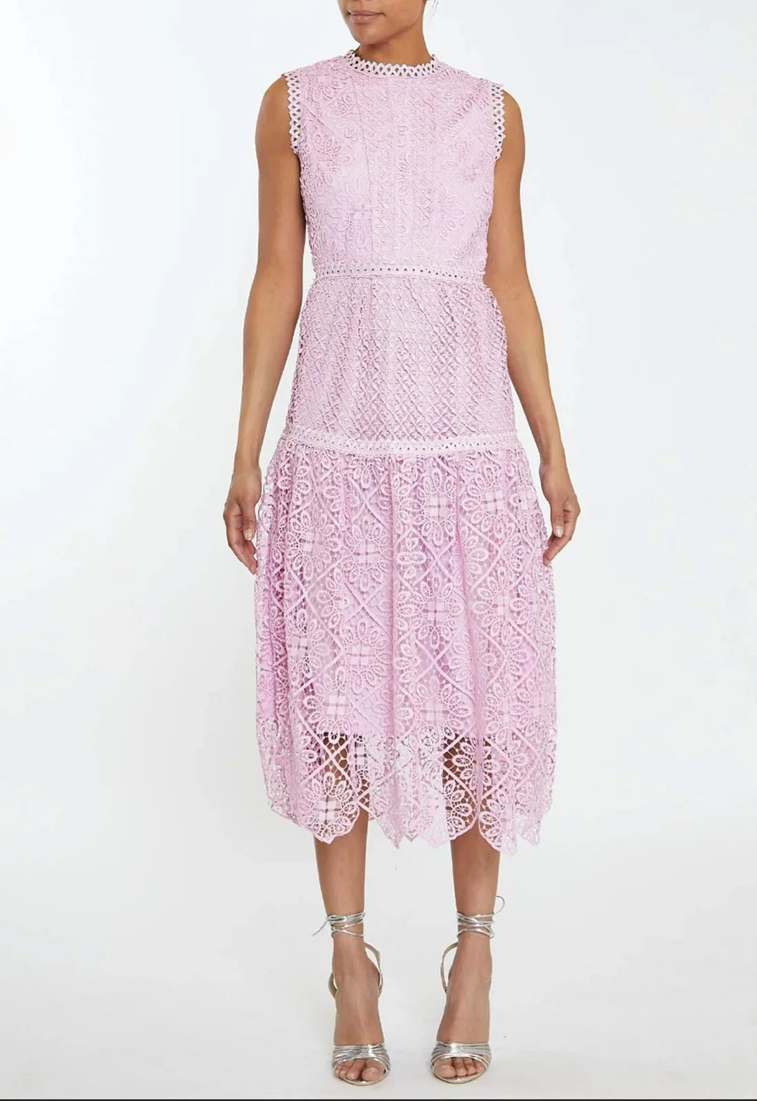 Pink lace summer dress best sale