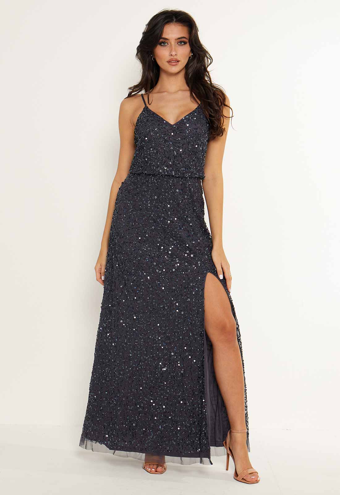 Dark grey sequin dress hotsell