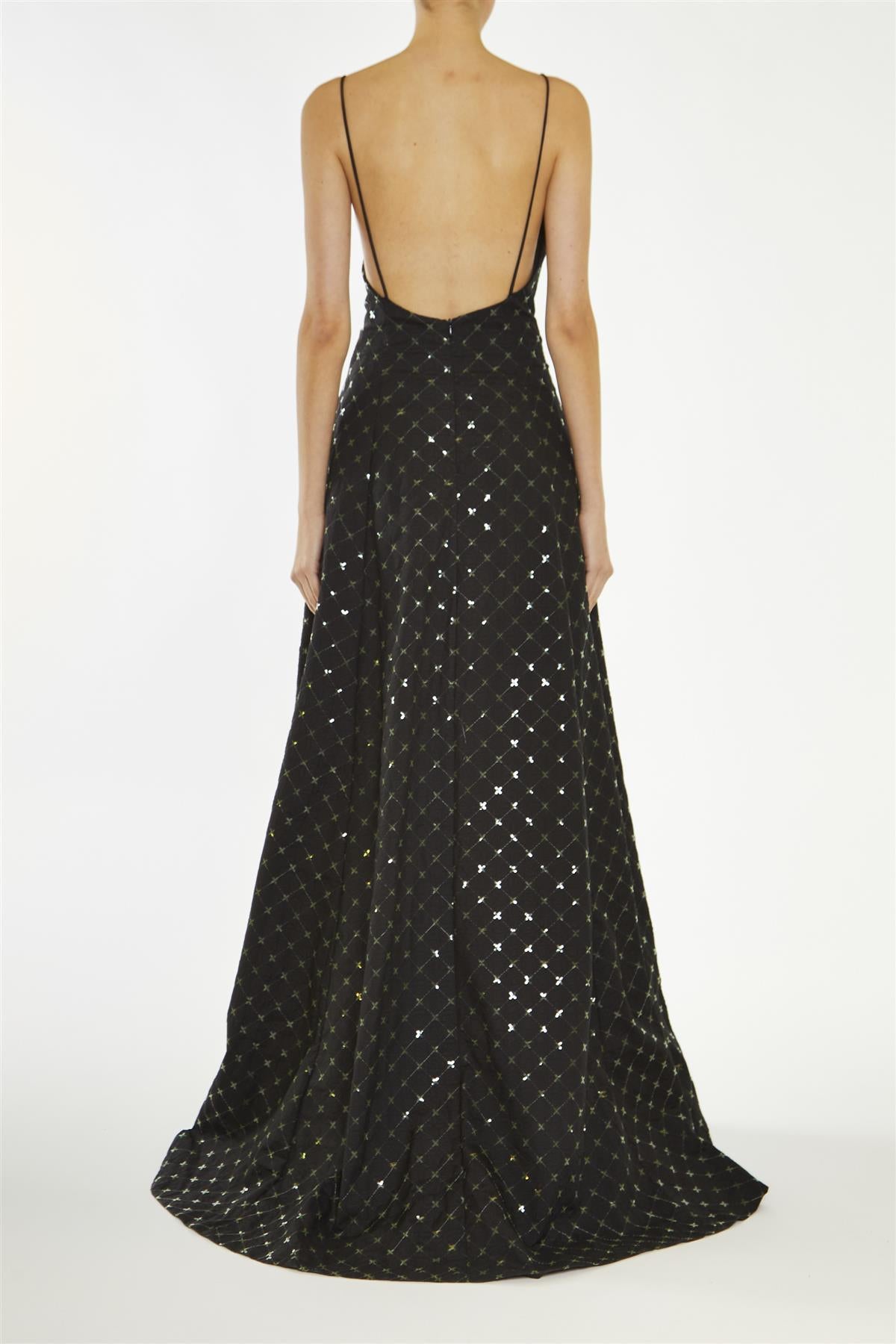 True Decadence Black-Sequin Scarlette Quilted Hi-Low Maxi-Dress