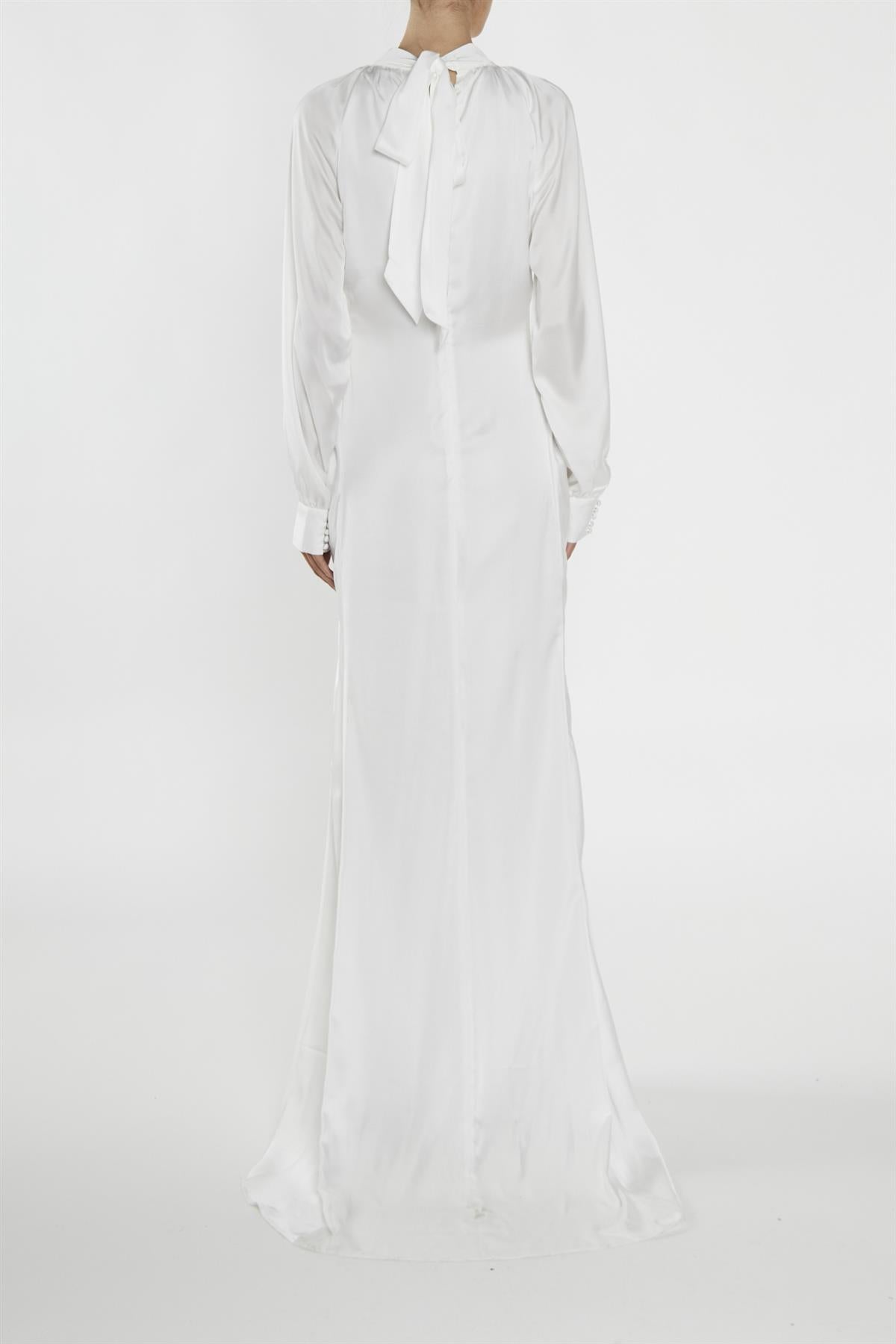 Reyna White High-Neck Fishtail Maxi-Dress-image-2