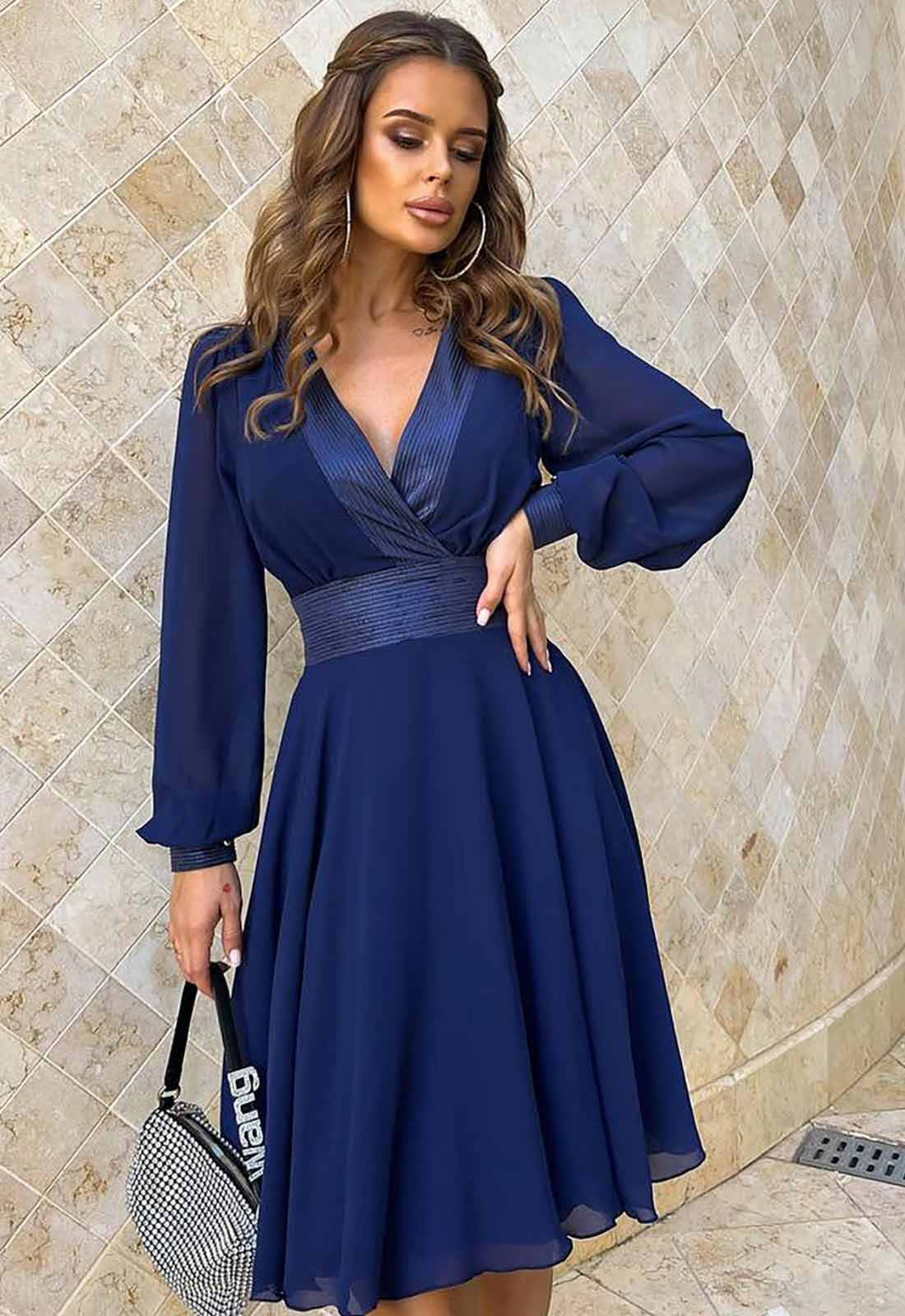 LBD Exclusive Blue Bianca Wedding Guest Dress