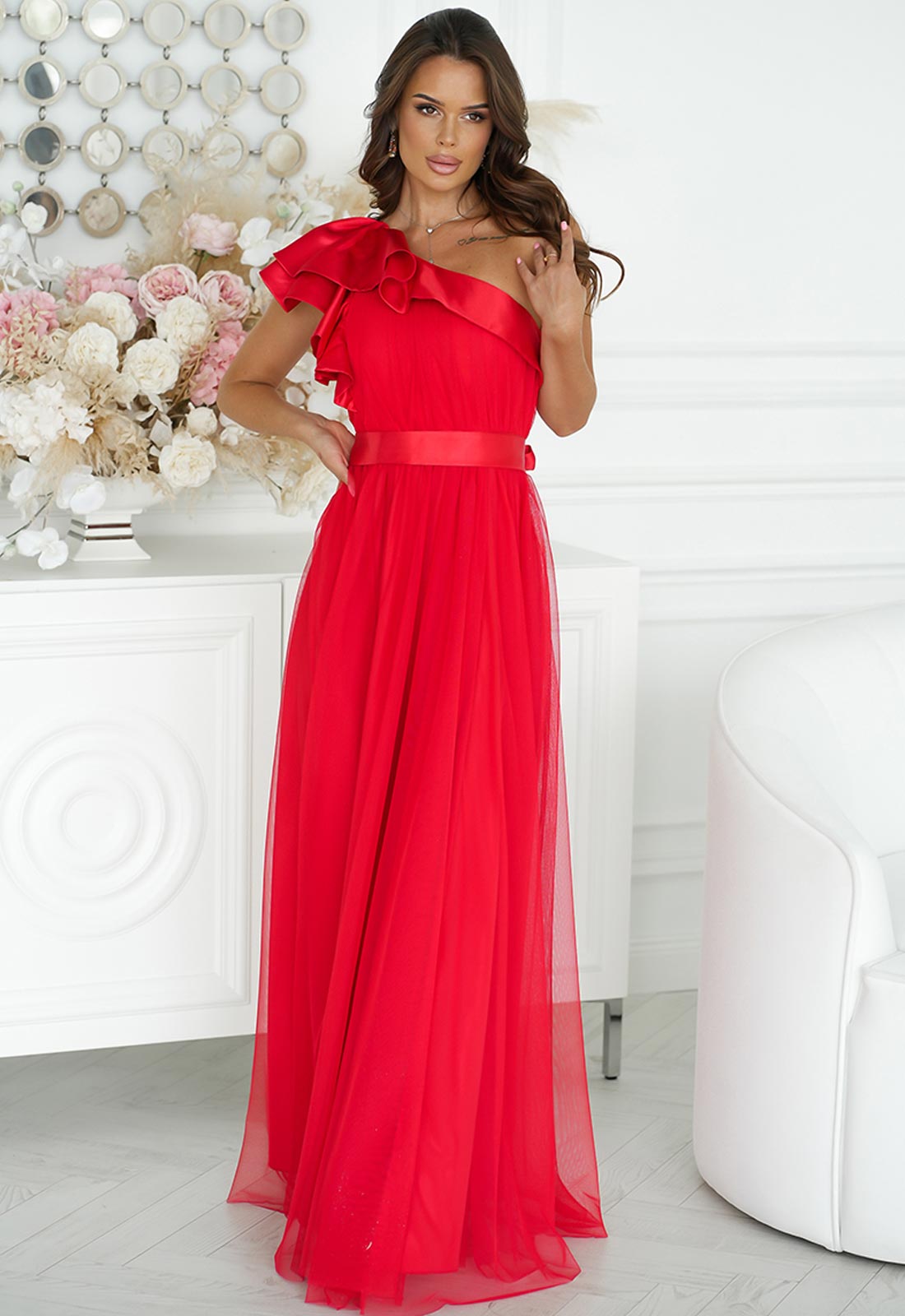 LBD Exclusive Red Midnight Strikes Maxi Dress