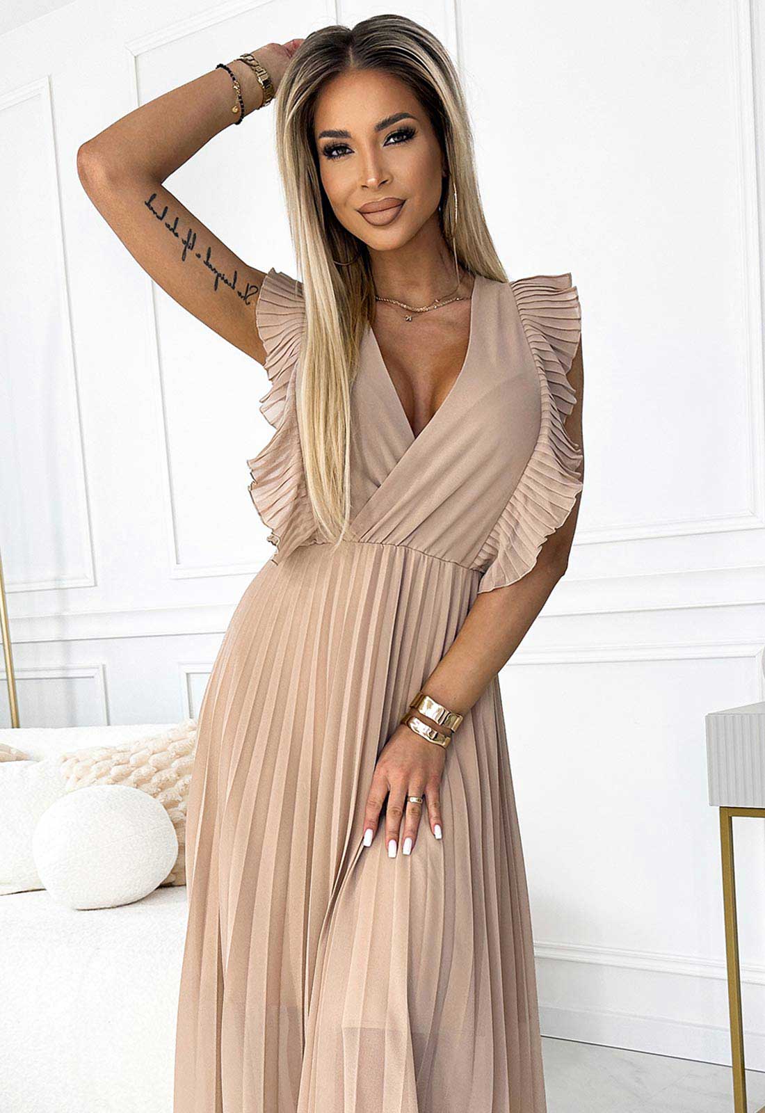 LBD Exclusive Beige Emily Wedding Guest Dress