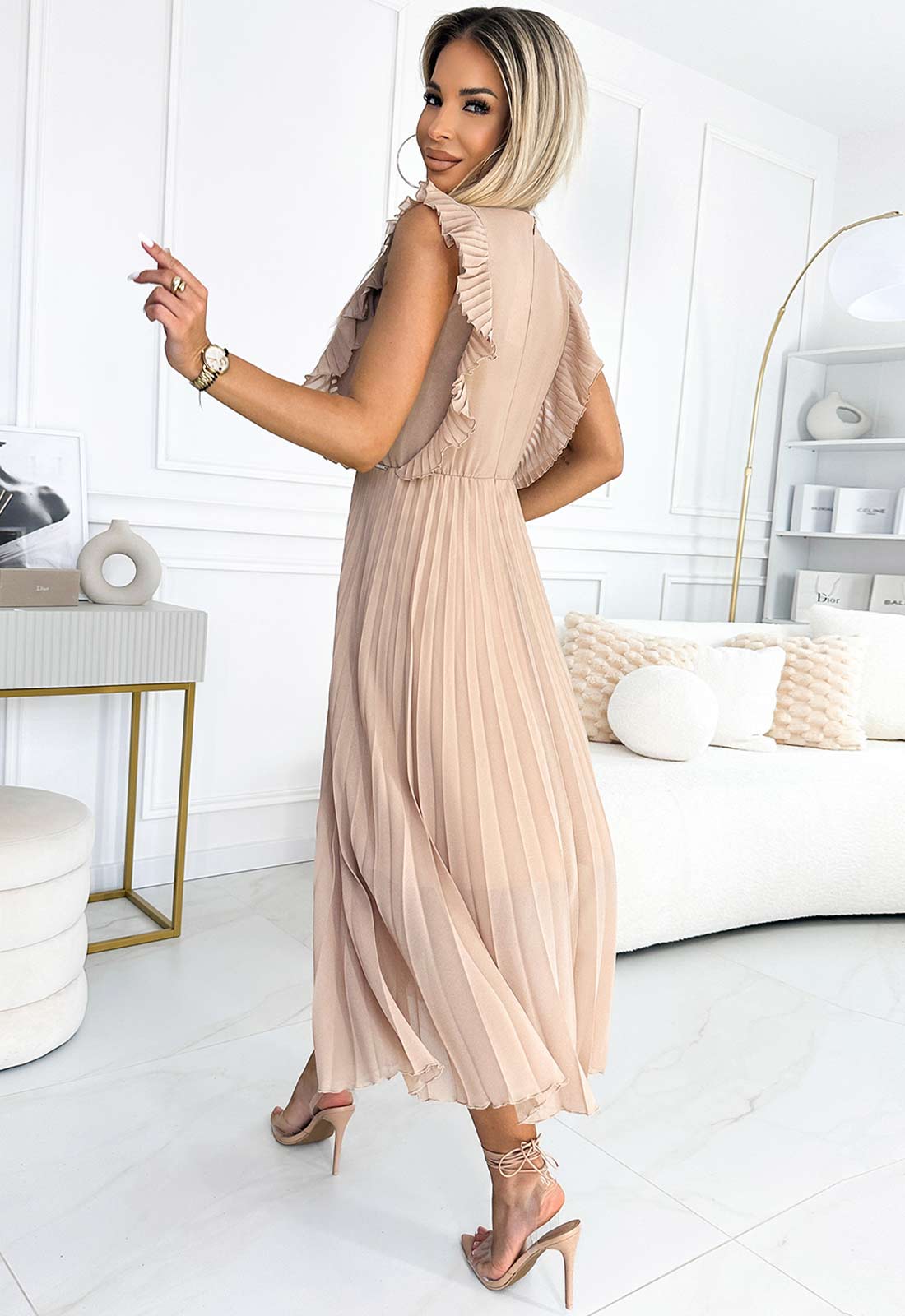 LBD Exclusive Beige Emily Wedding Guest Dress