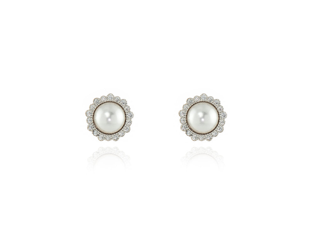 Cachet London Jasmin Pearl Silver Earrings