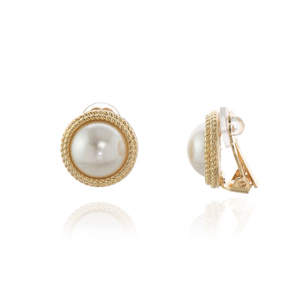 Cachet London Elan  Pearl Gold Clip On Earrings