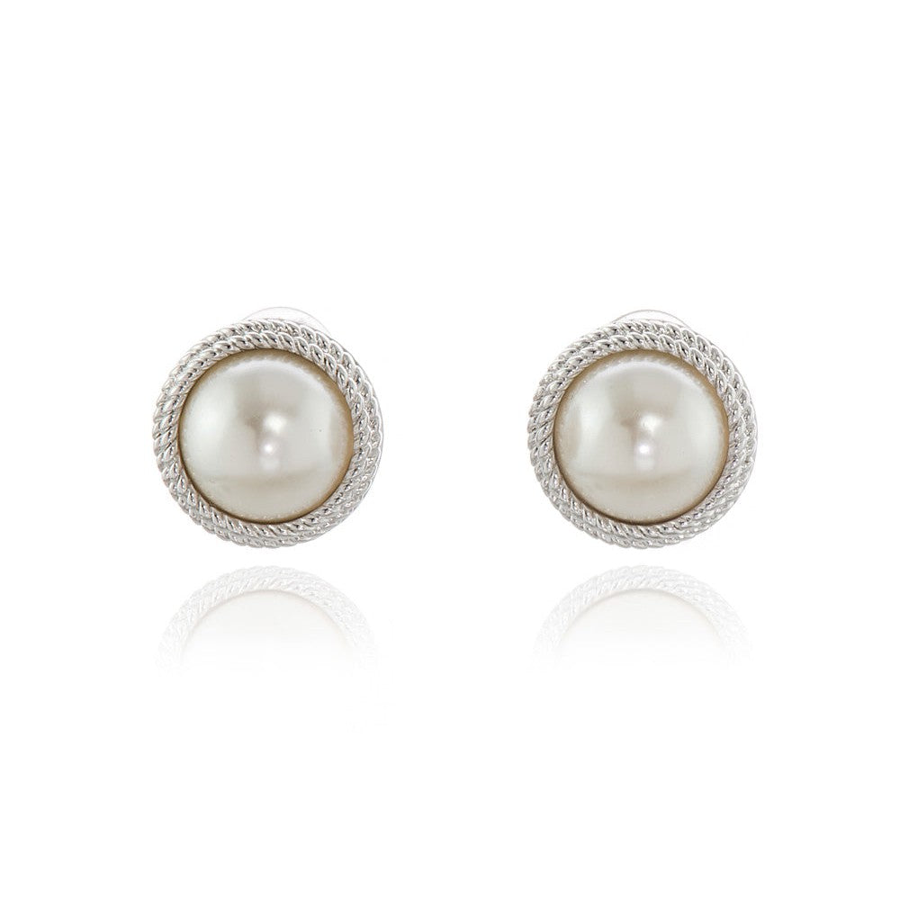 Cachet London Elan Pearl Silver Clip On Earrings