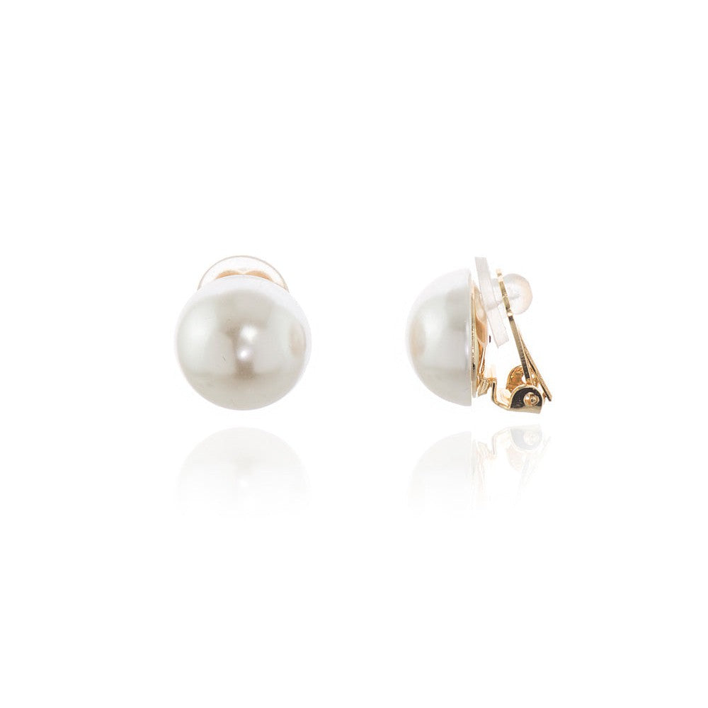 Cachet London Bibi 14mm Pearl Gold Clip On Earrings