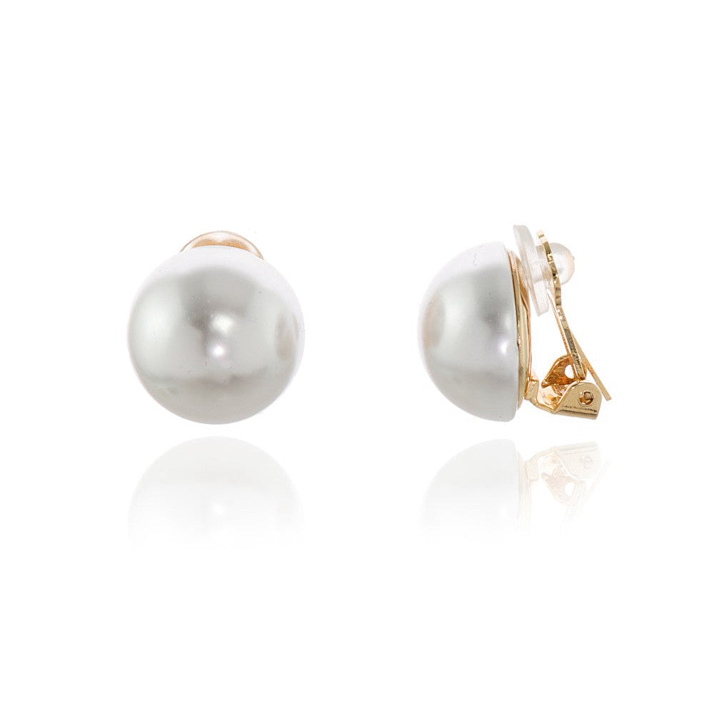 Cachet London Bibi 18mm Pearl Gold Clip On Earrings