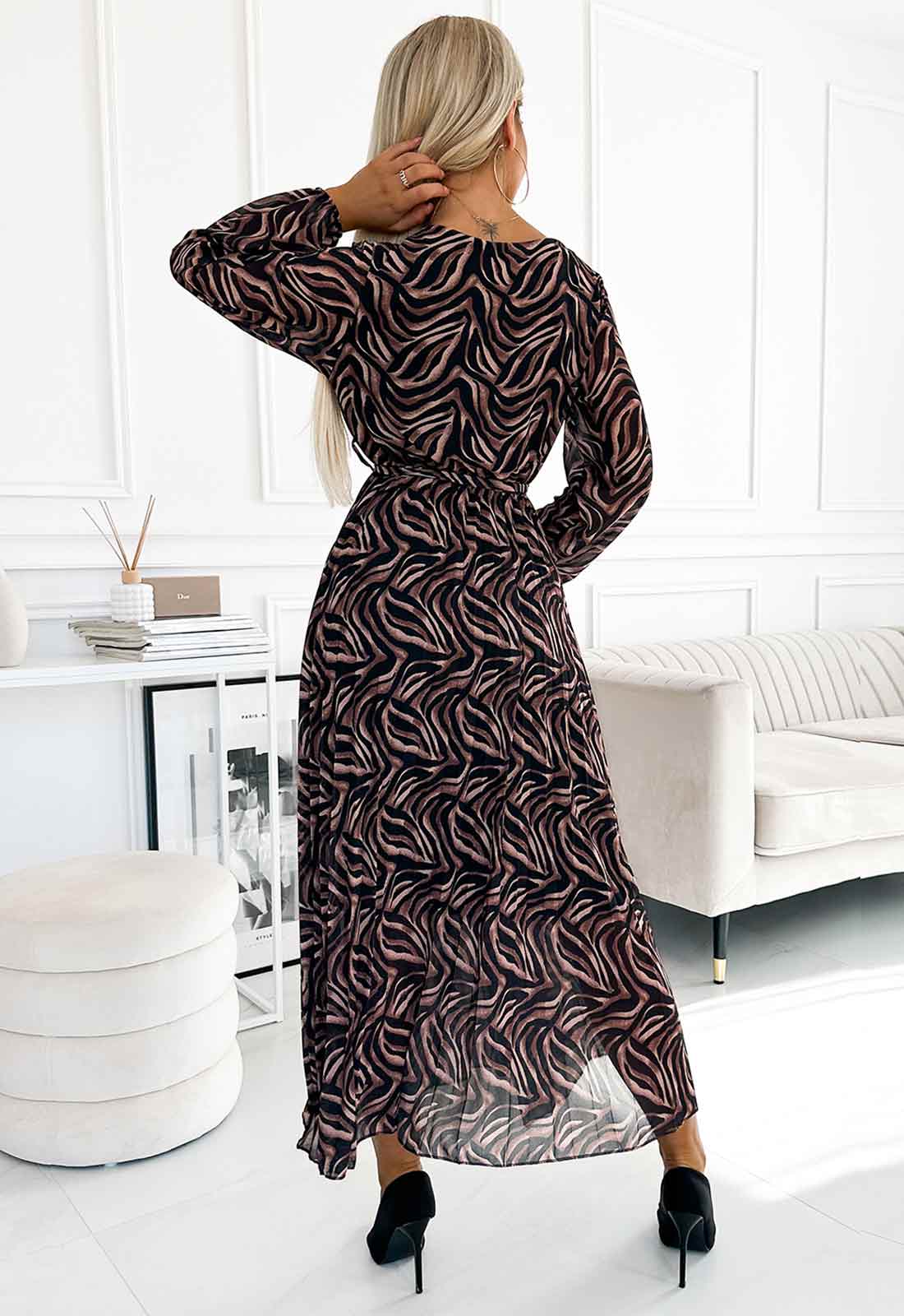 LBD Exclusive Brown Lily Print Dress