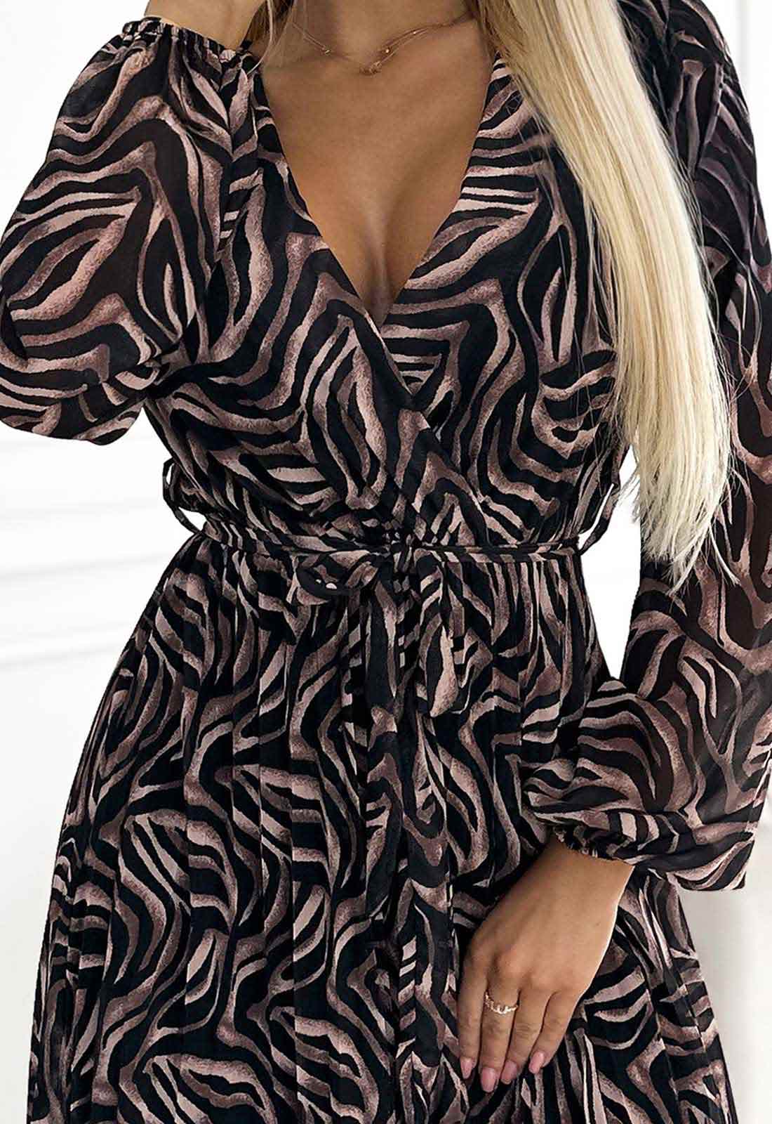 LBD Exclusive Brown Lily Print Dress