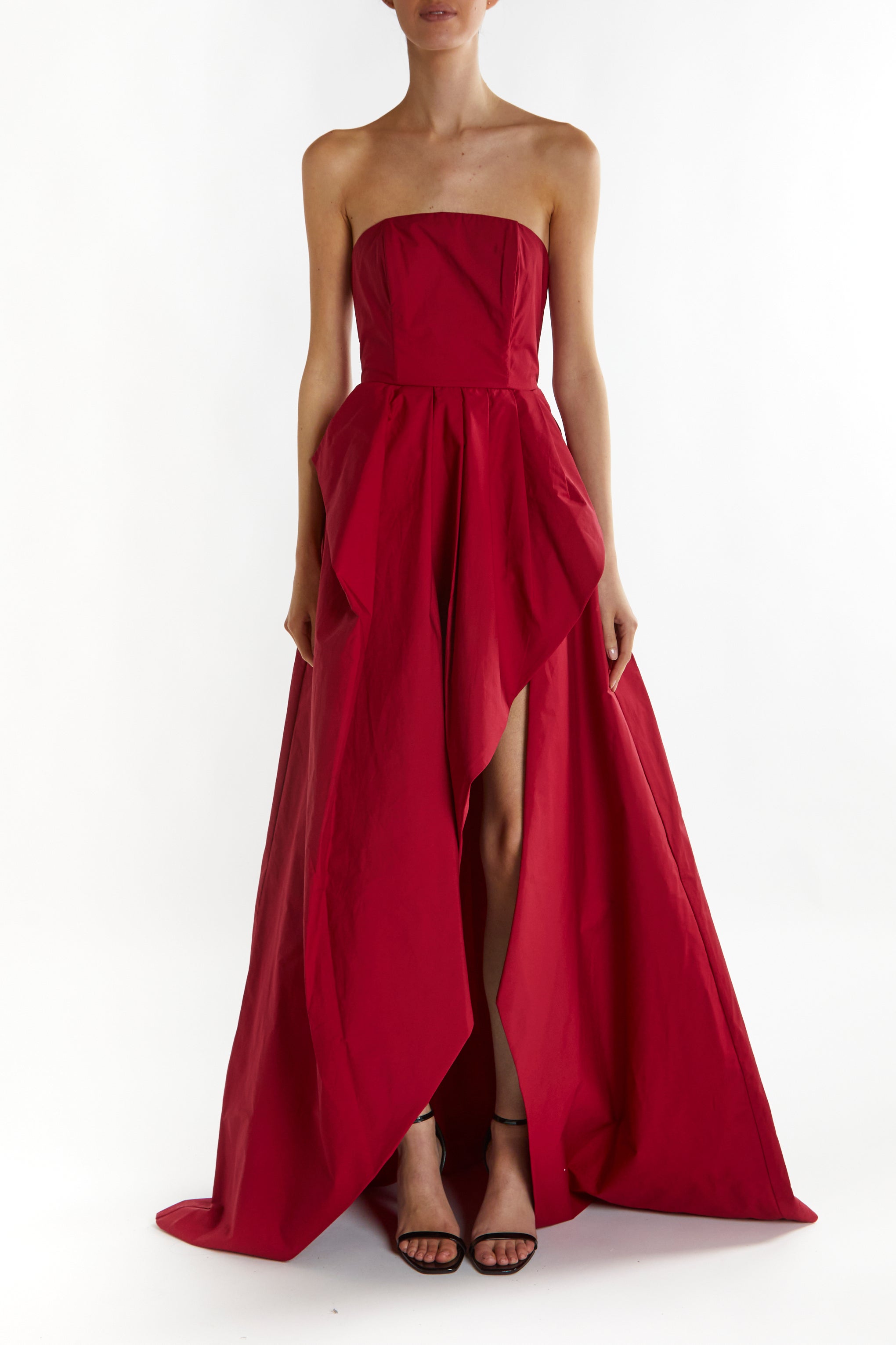 True Decadence Burgundy Emma Hi-Low Hem Maxi