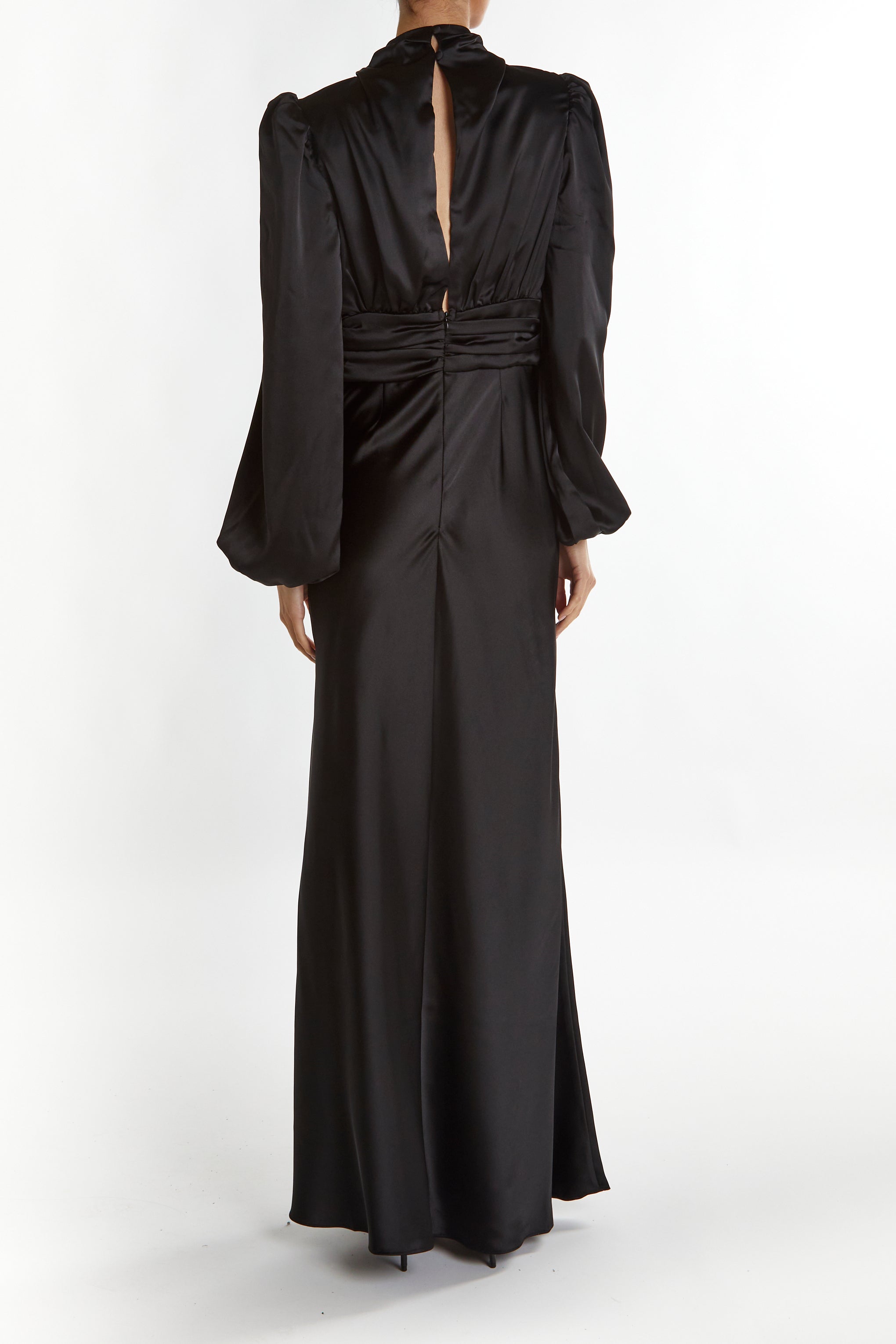 True Decadence Black Sutton High Cowl-Neck Maxi Dress