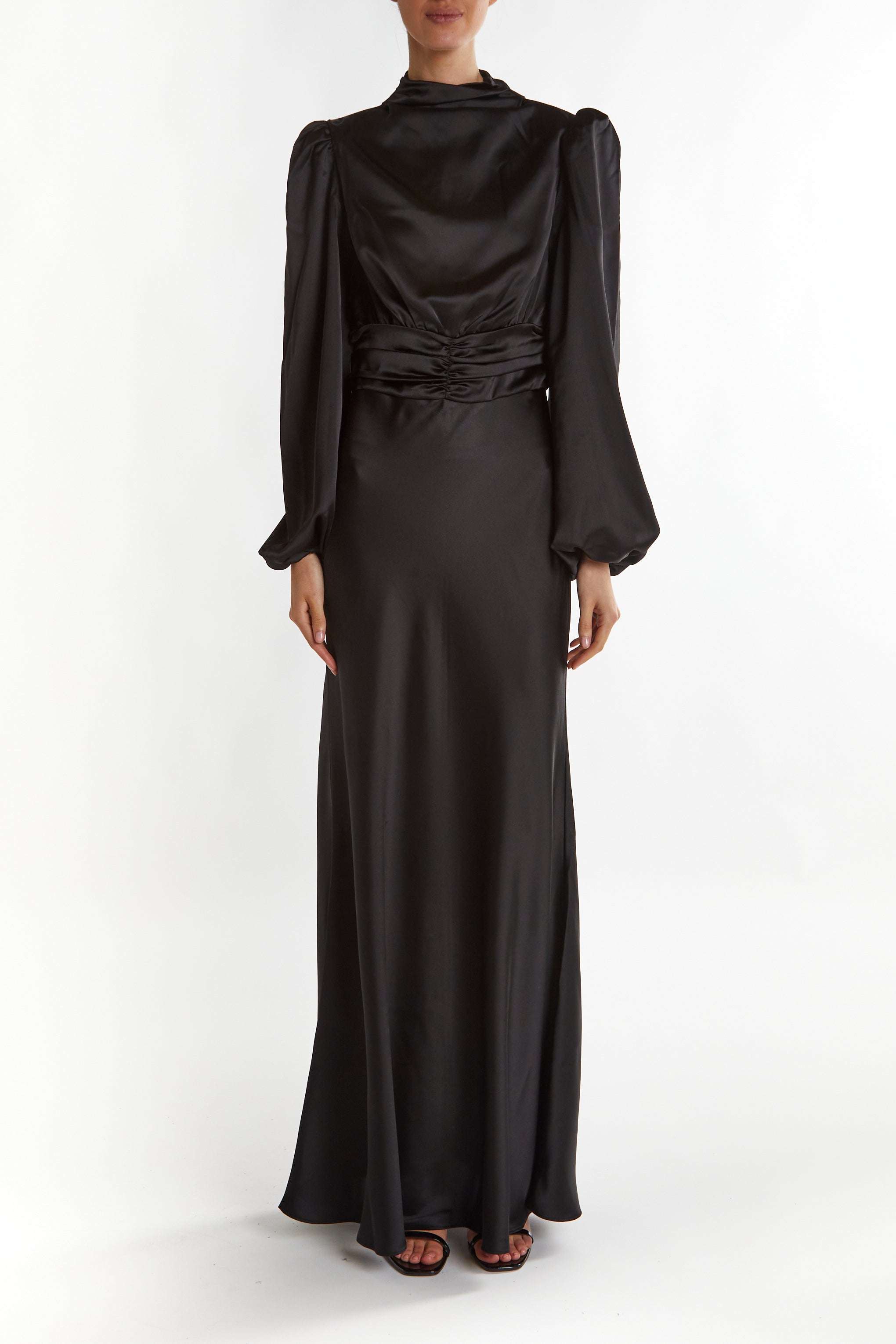 True Decadence Black Sutton High Cowl-Neck Maxi Dress