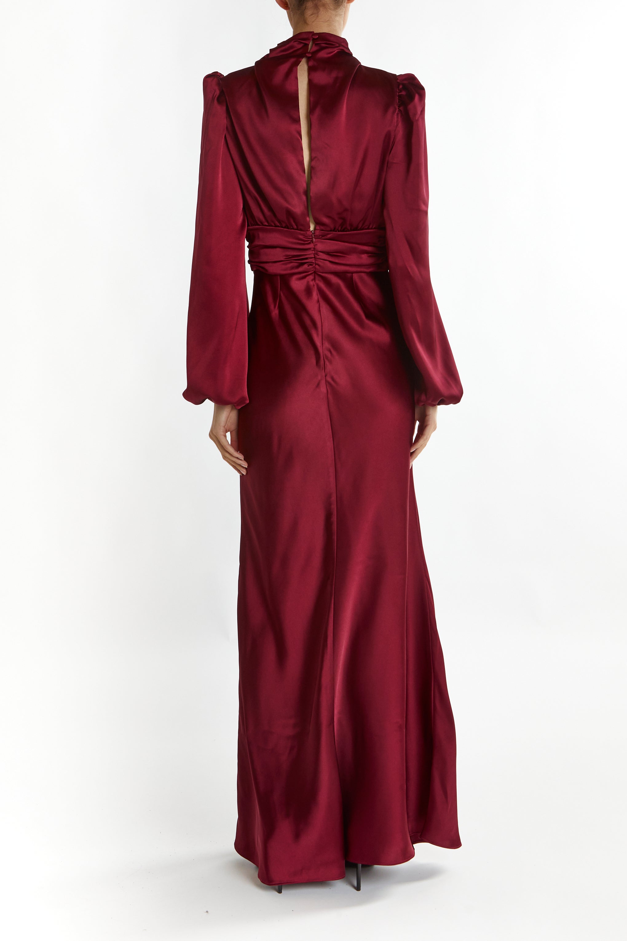 True Decadence Burgundy Sutton High Cowl-Neck Maxi Dress