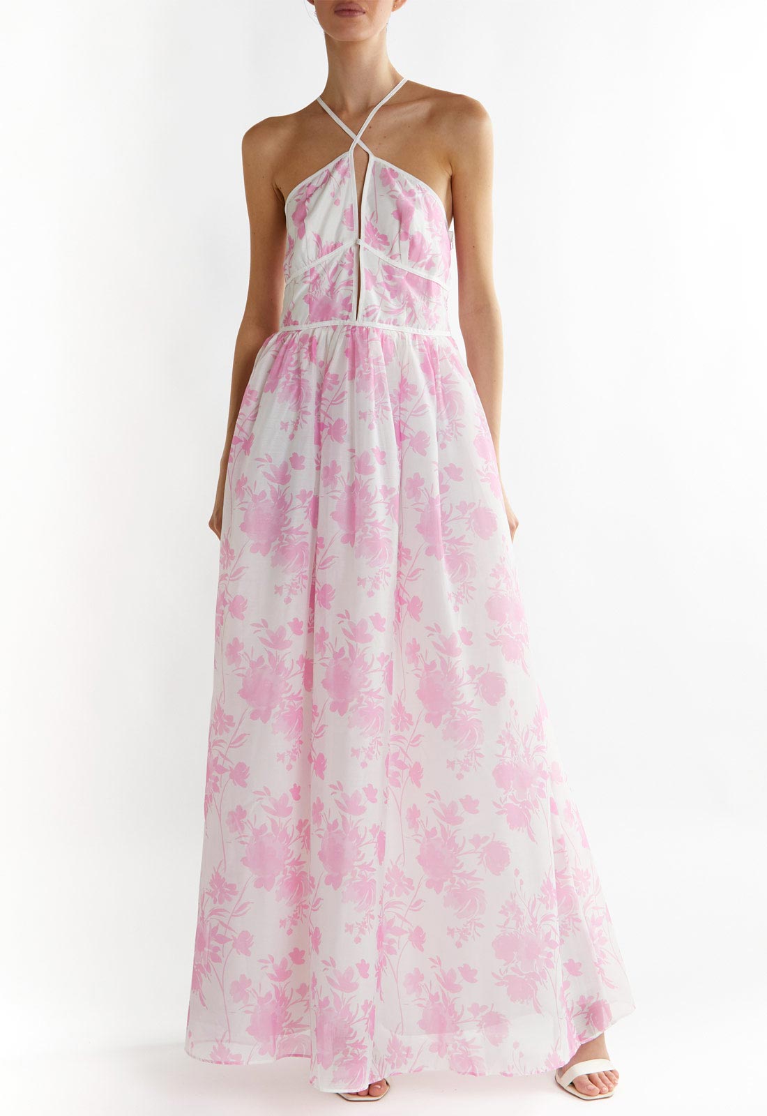 True Decadence Candy Pink Floral Aubree Lace Trim Maxi Dress