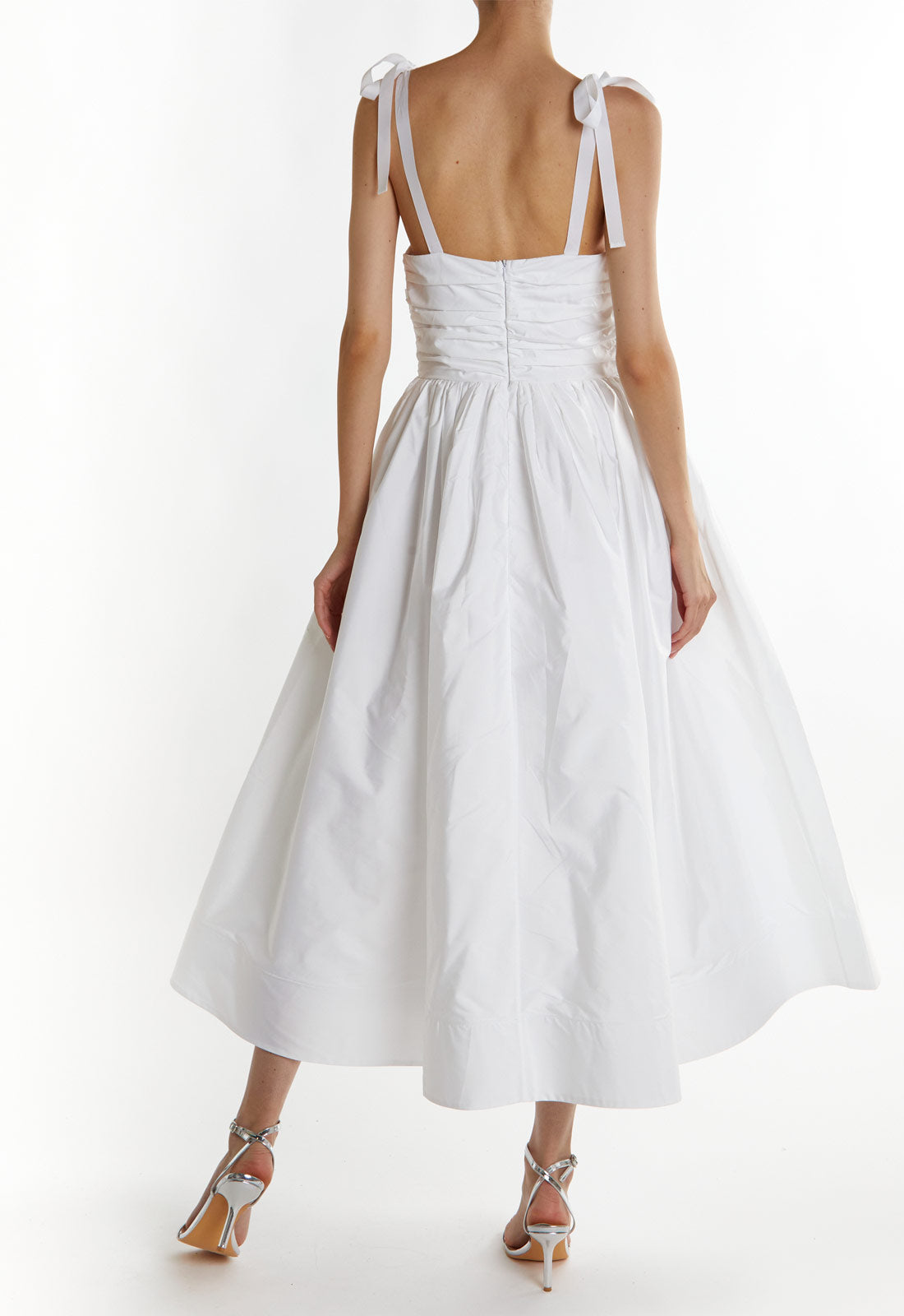 True Decadence White Eleanor Bow Tie Strap Midi Dress