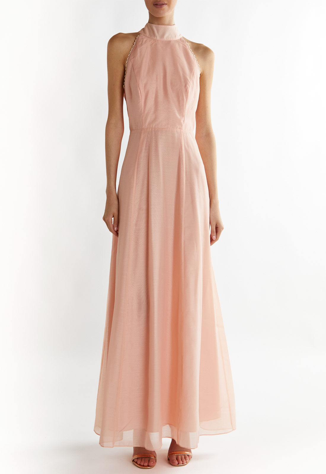 True Decadence Dusty-Peach Cynthia Halter-Neck Maxi Dress