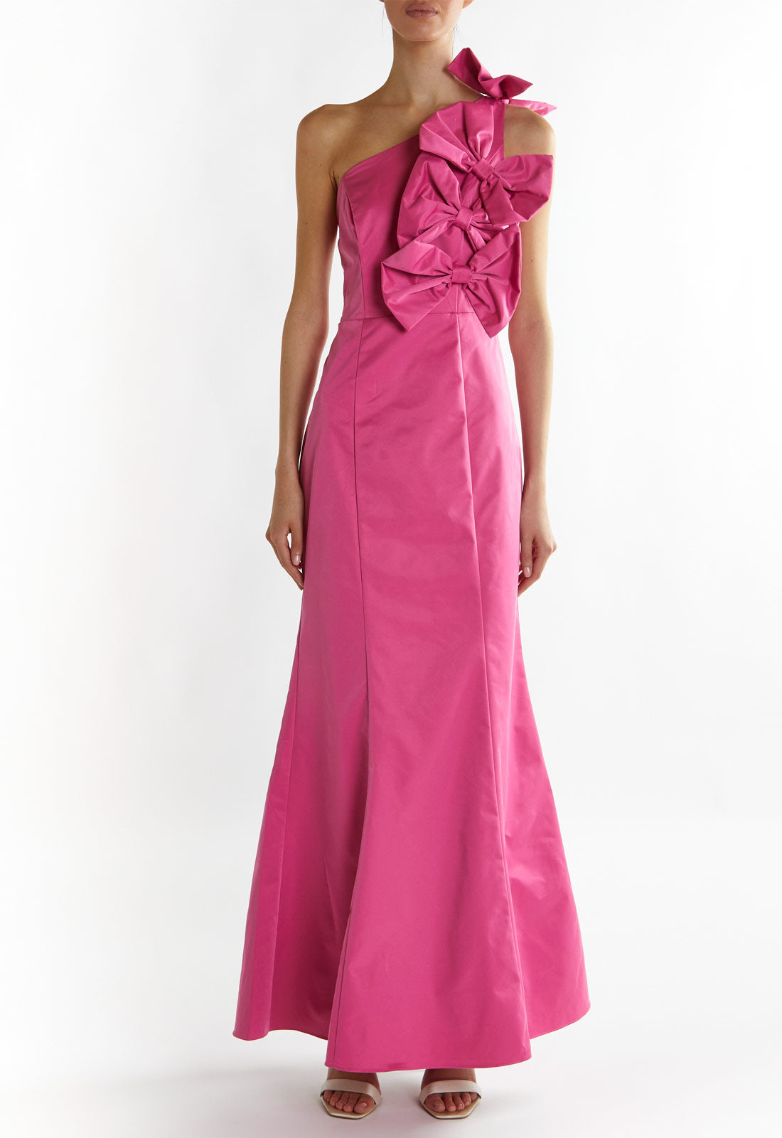 True Decadence Bright-Pink Kathleen Asymmetric-bow Maxi Dress