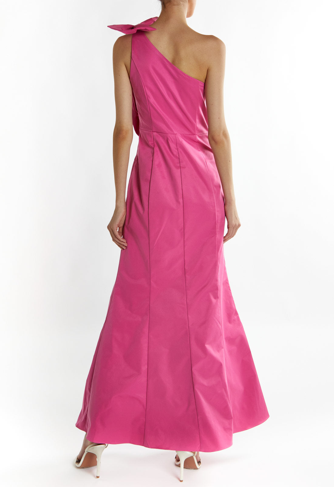 True Decadence Bright-Pink Kathleen Asymmetric-bow Maxi Dress