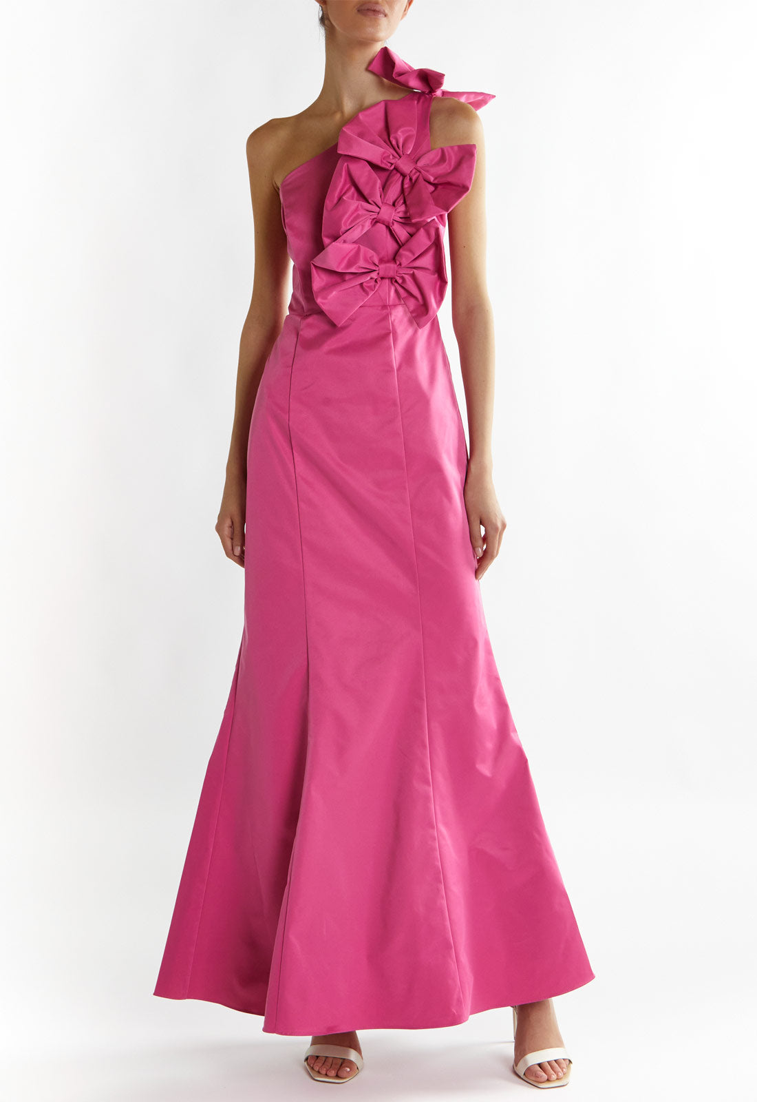 True Decadence Bright-Pink Kathleen Asymmetric-bow Maxi Dress