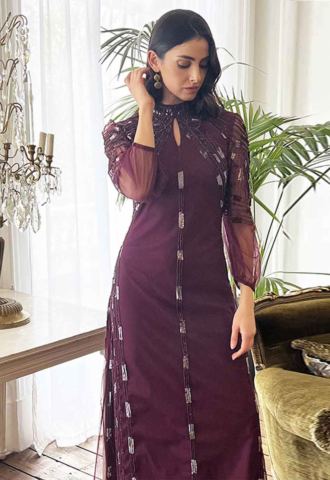 Raishma Couture Burgundy Audrey Gown