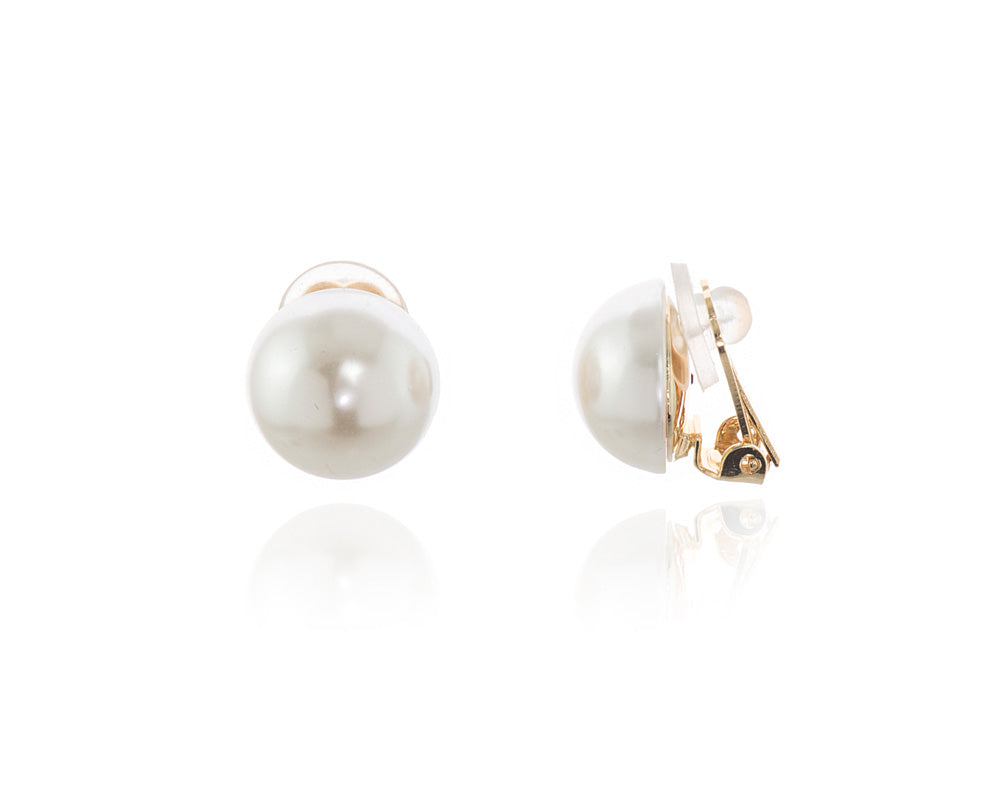 Cachet London Bibi 14mm Pearl Gold Clip On Earrings