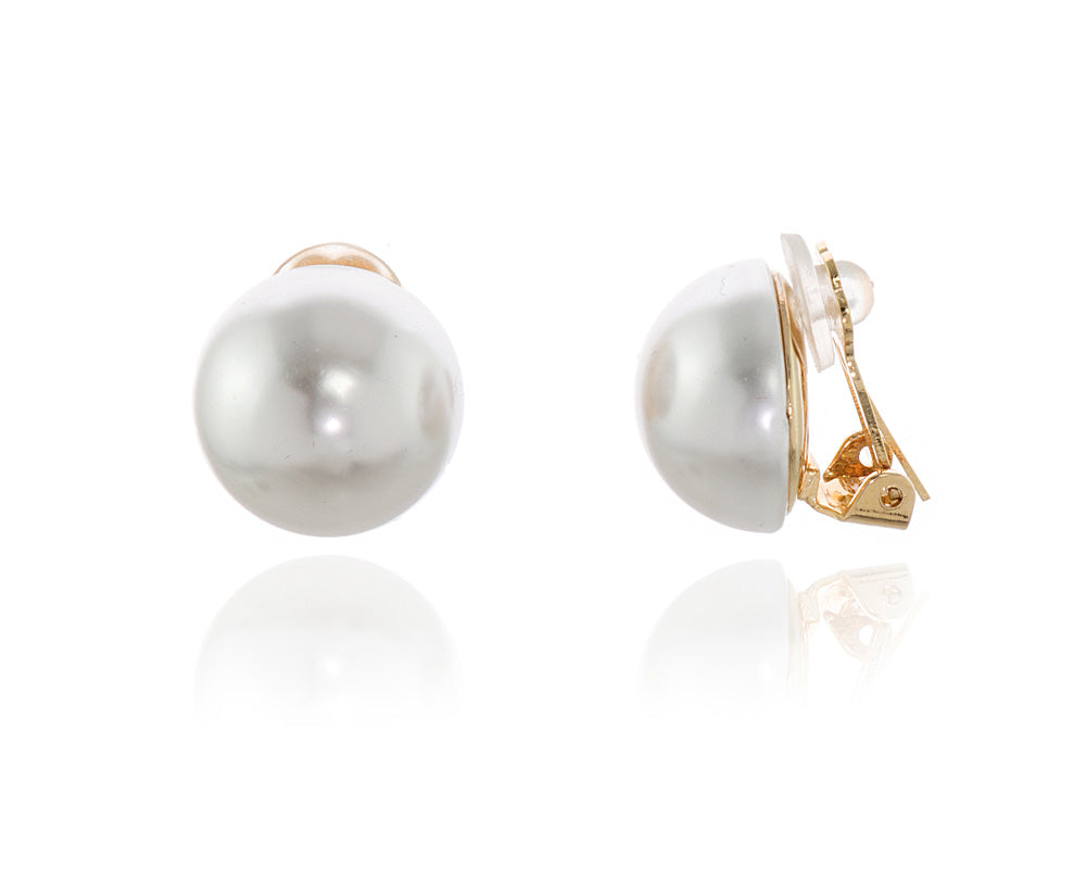 Cachet London Bibi 18mm Pearl Gold Clip On Earrings