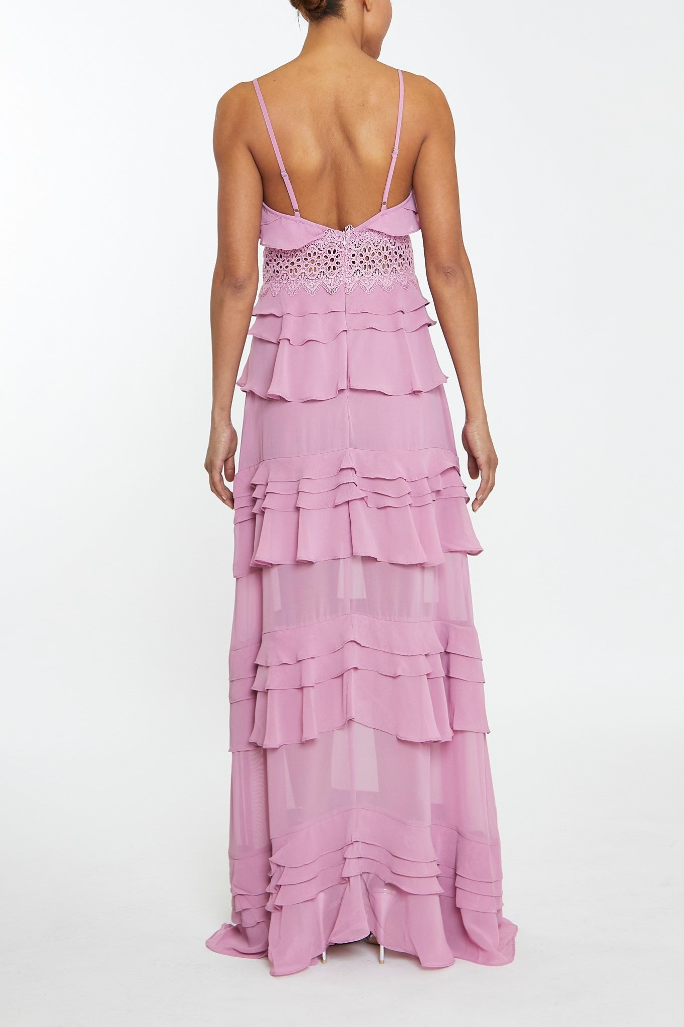 Sophia Orchid Plunge Front Tiered Ruffle Maxi-Dress-image-2