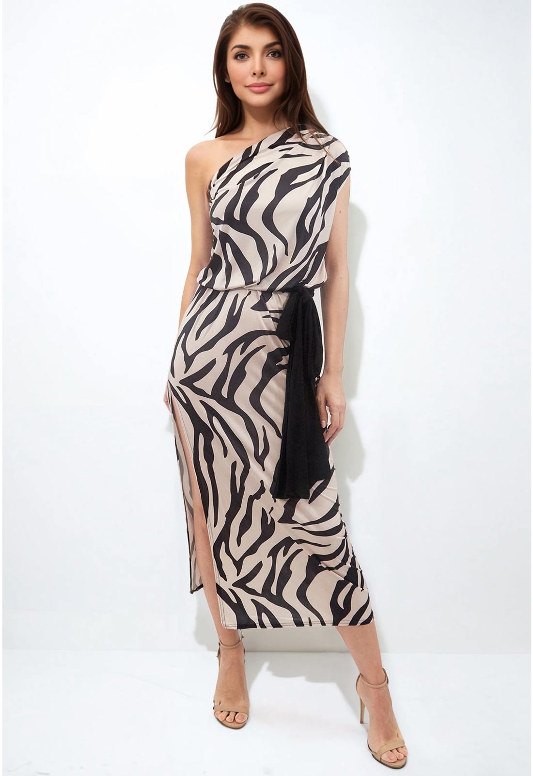 Honor Gold Zebra Print Cleo Maxi Dress