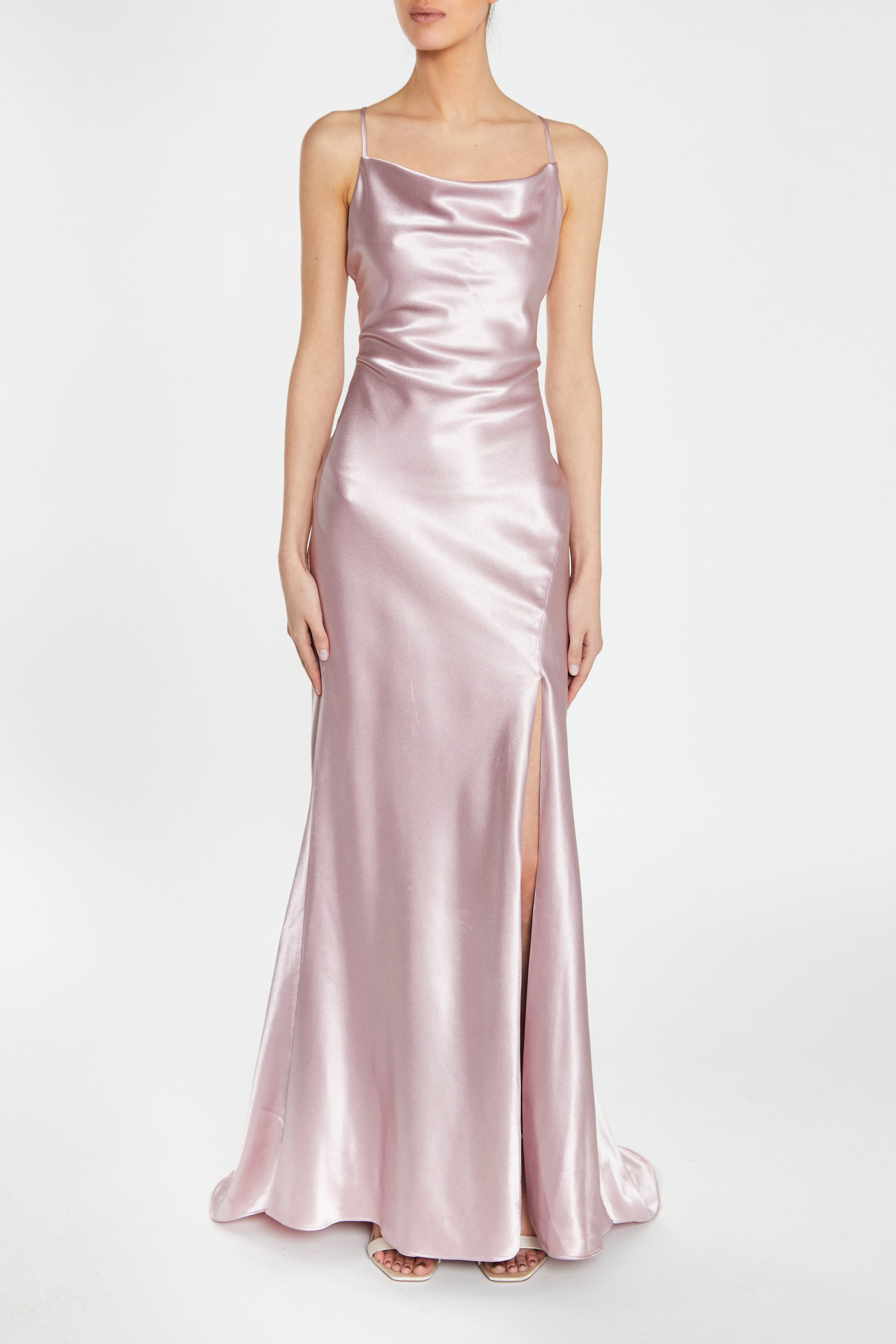 Pippa Bridesmaid Cowl-Neck Slip Dress Ivory