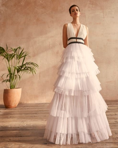 True Decadence Eliza White Tulle Maxi Dress