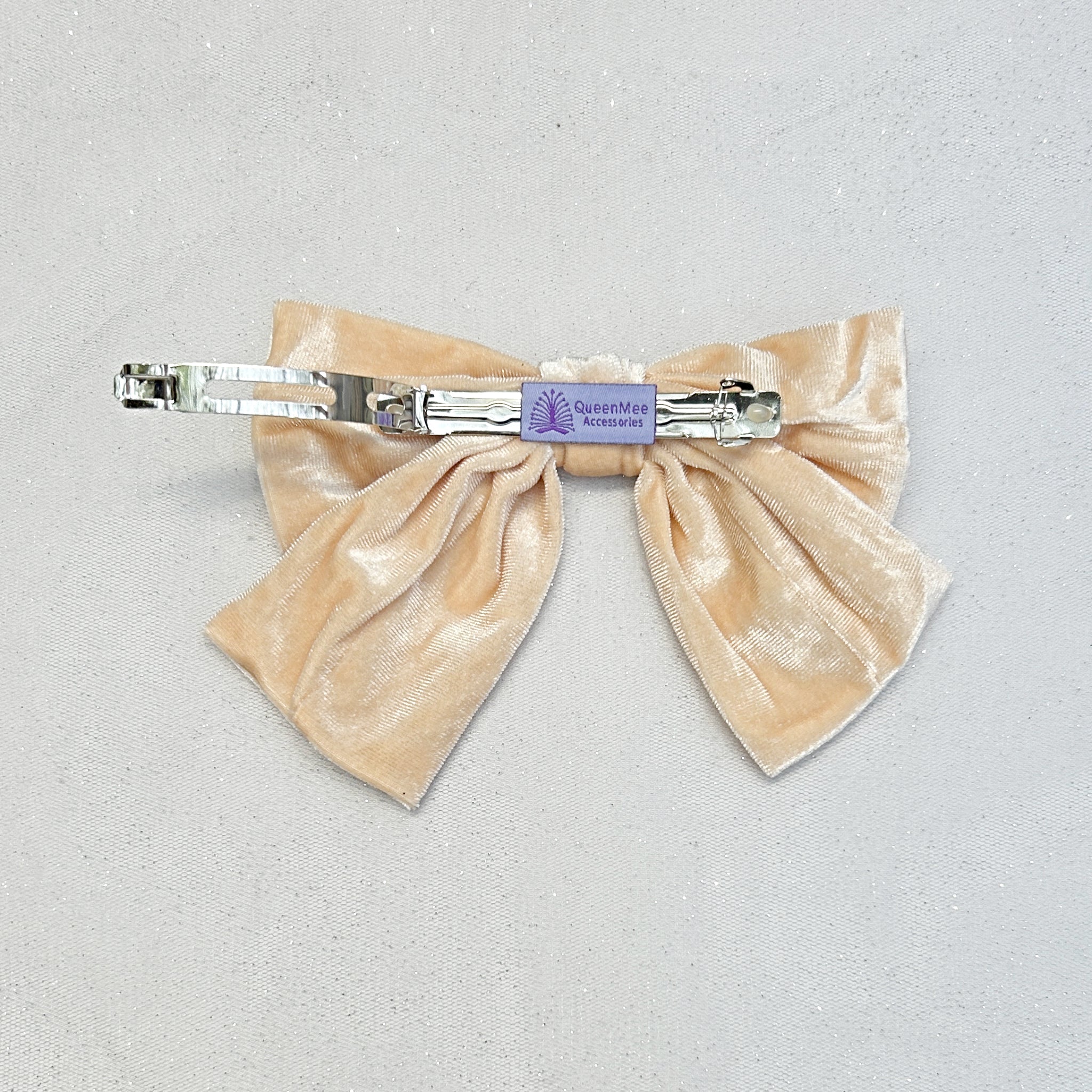 QueenMee Cream Hair Bow Velvet Bow Hair Clip