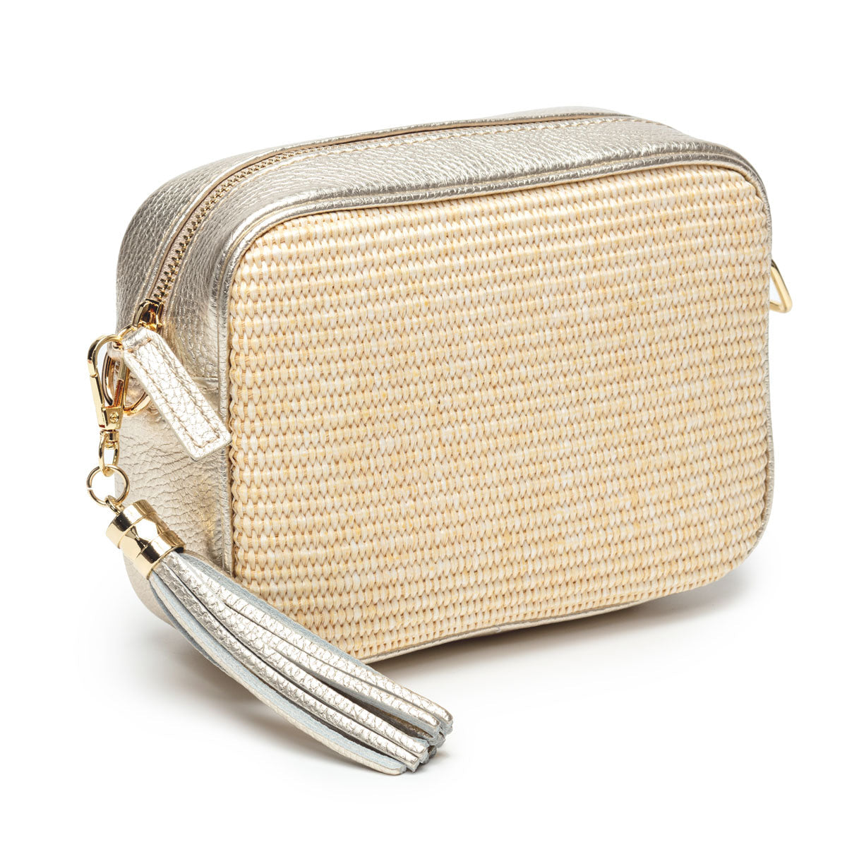 Elie Beaumont Raffia Crossbody Gold