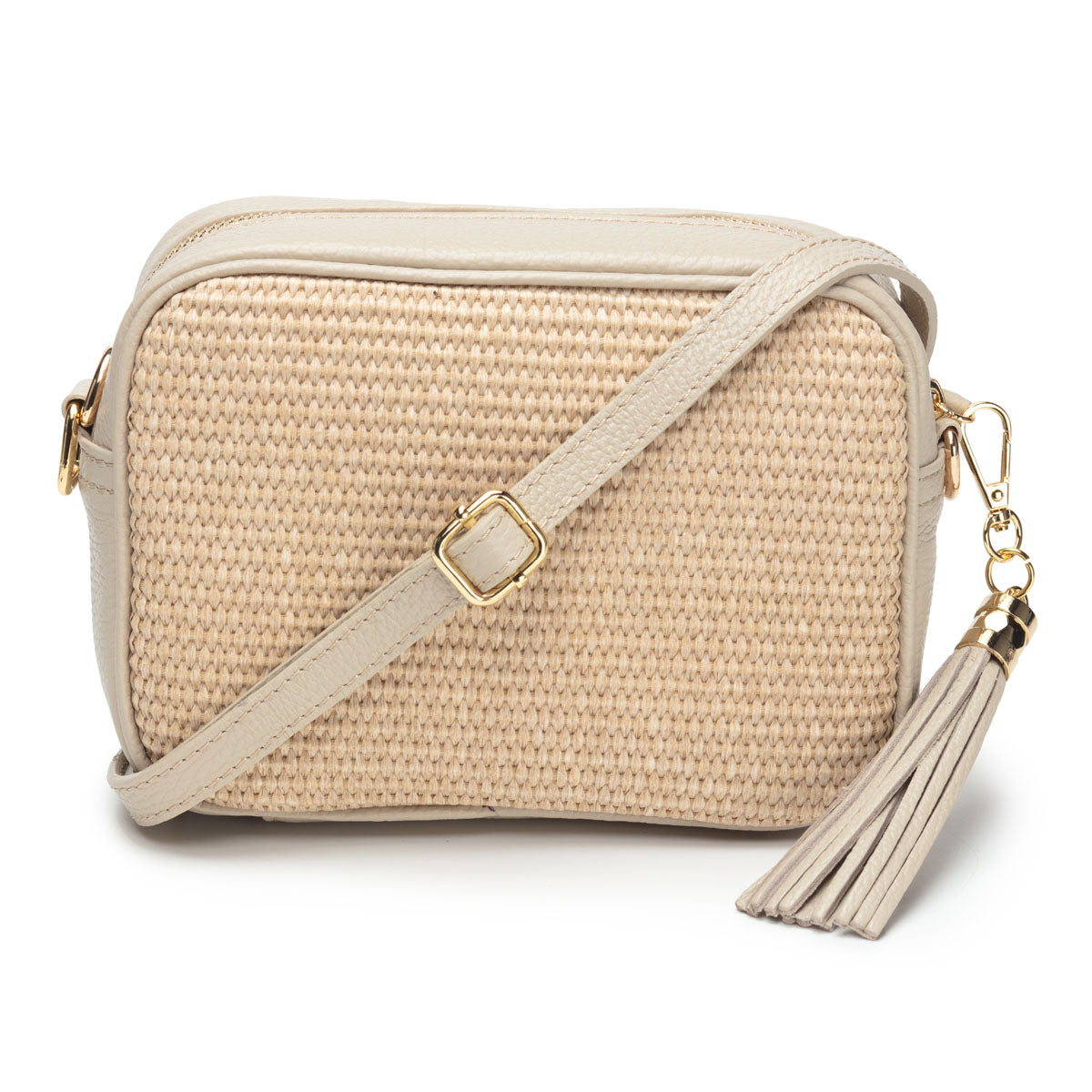 Elie Beaumont Raffia Crossbody Stone