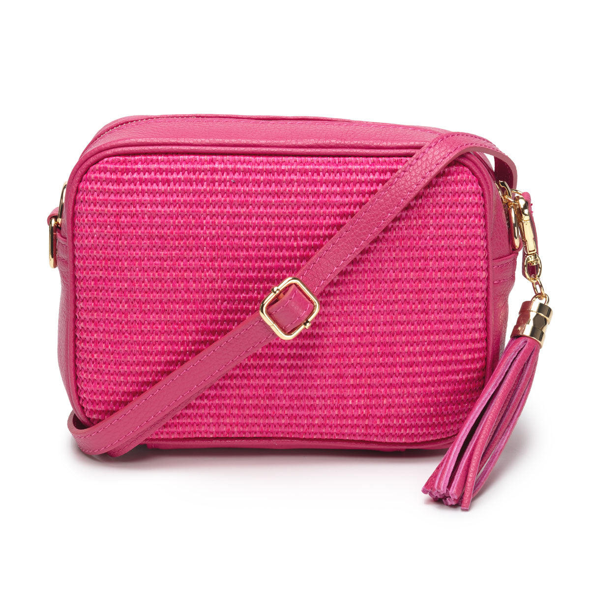 Elie Beaumont Raffia Crossbody Cerise