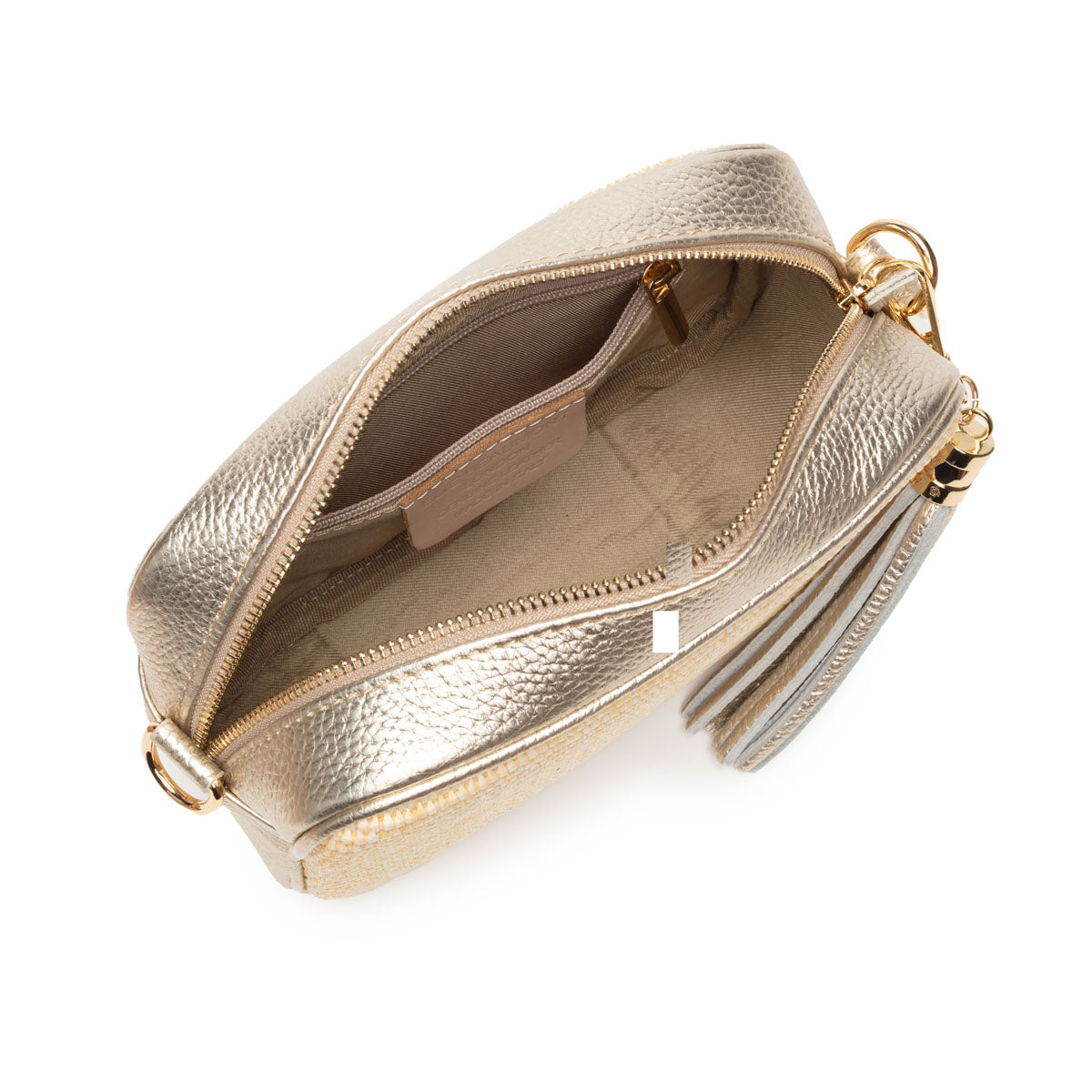 Elie Beaumont Raffia Crossbody Gold