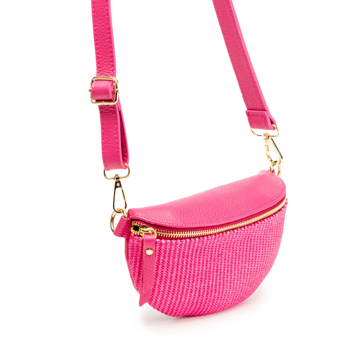 Elie Beaumont Raffia Sling Bag Cerise