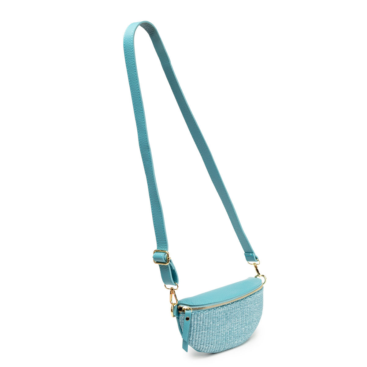 Elie Beaumont Raffia Sling Bag Aqua