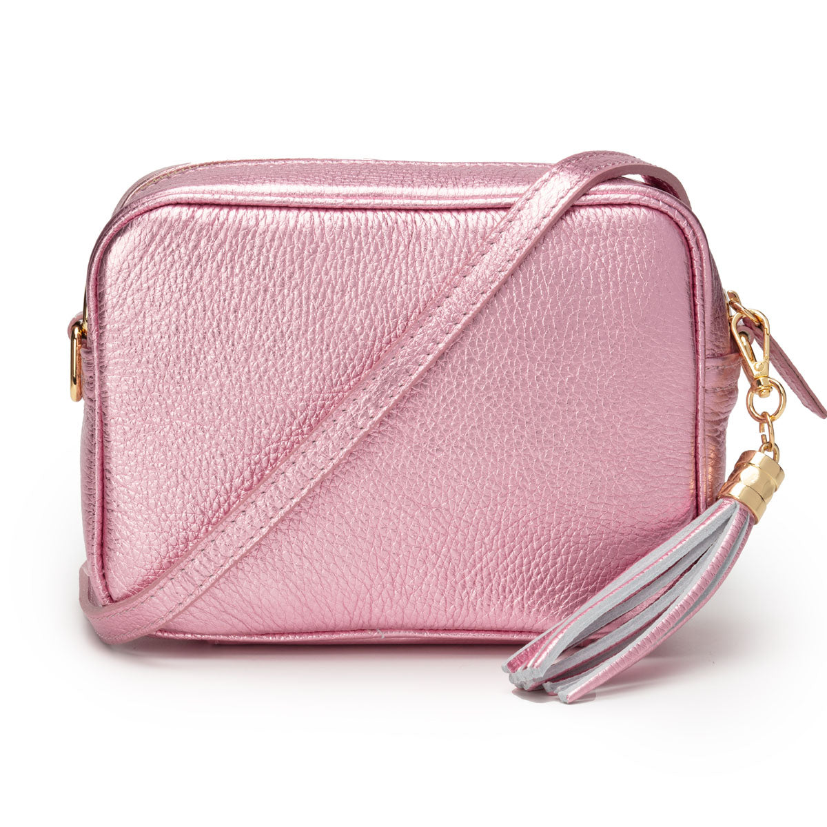 Elie Beaumont Crossbody Tassel Metallic Rose