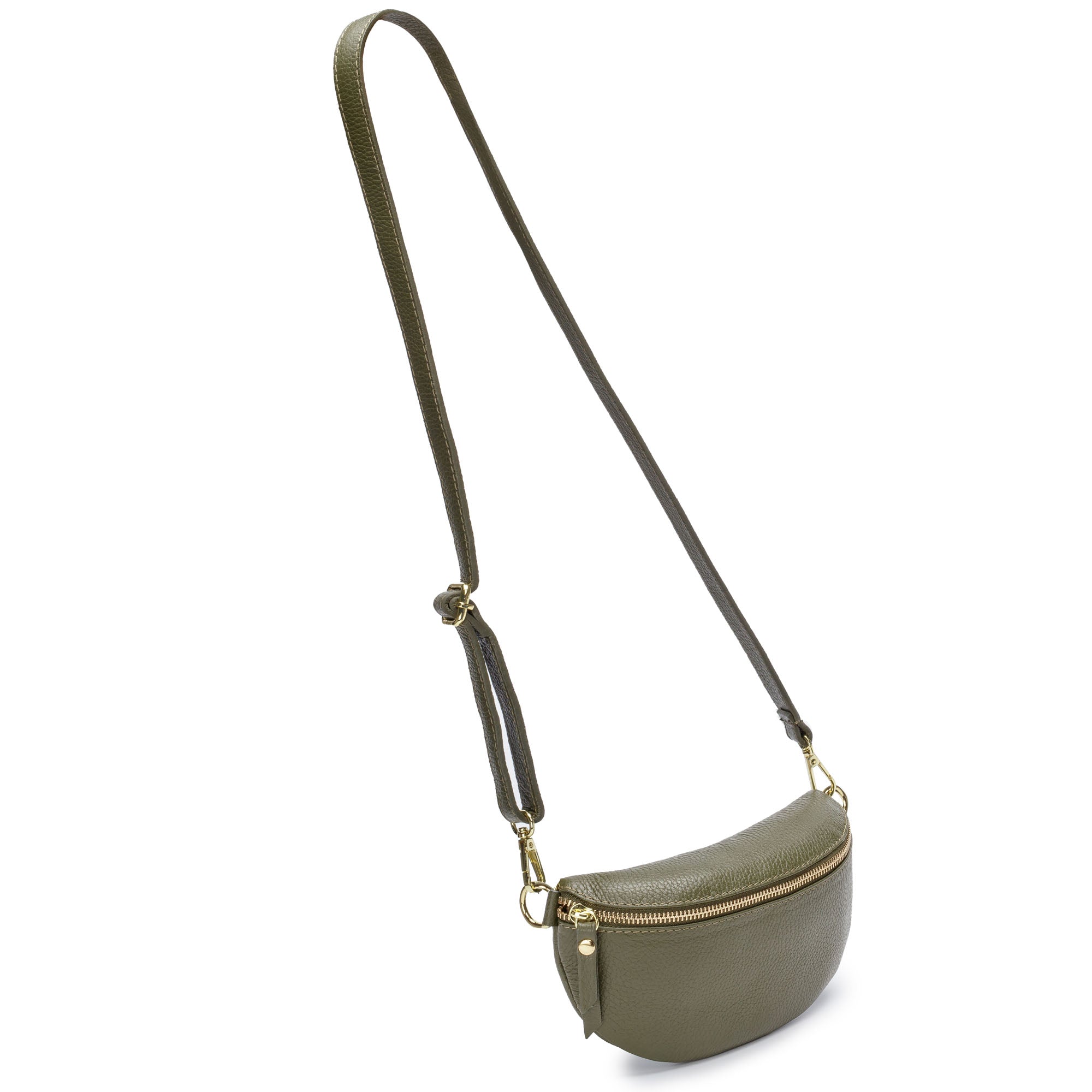 Elie Beaumont Sling Bag - Olive with Army Stripes Strap