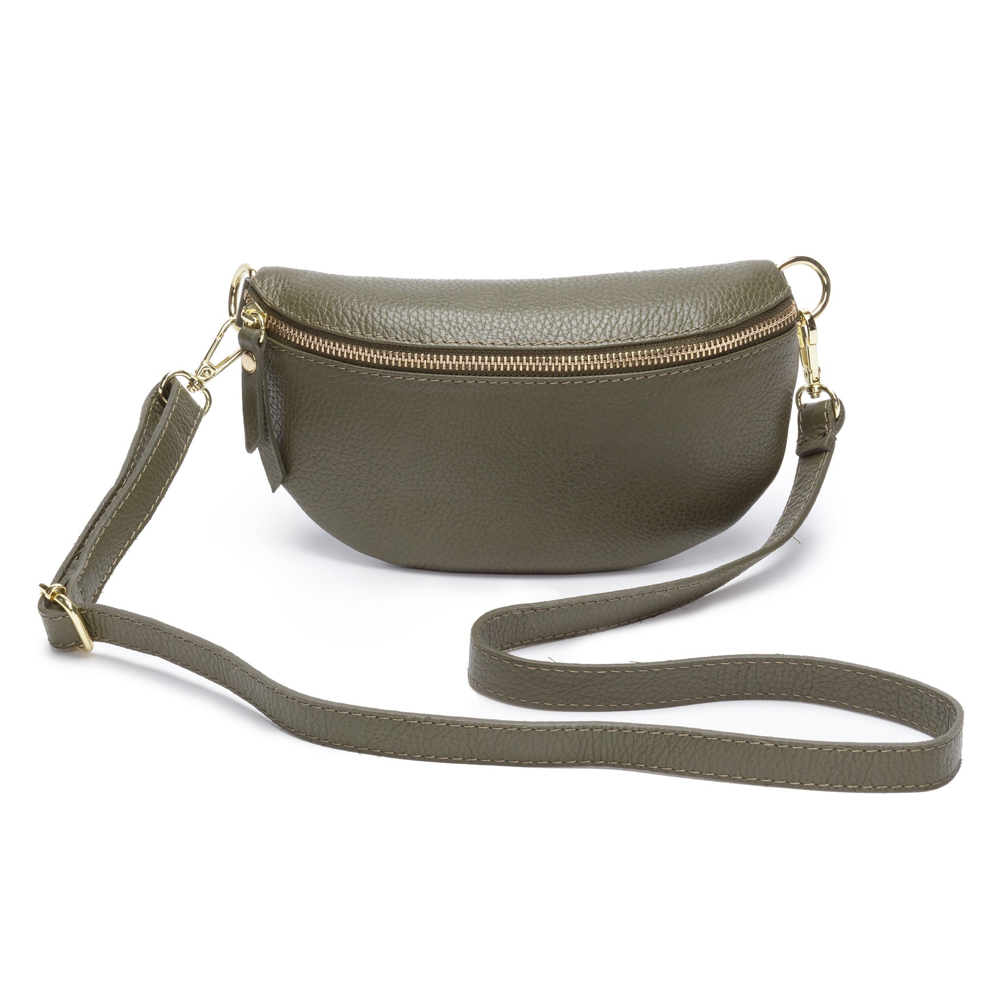 Elie Beaumont Sling Bag - Olive with Army Stripes Strap