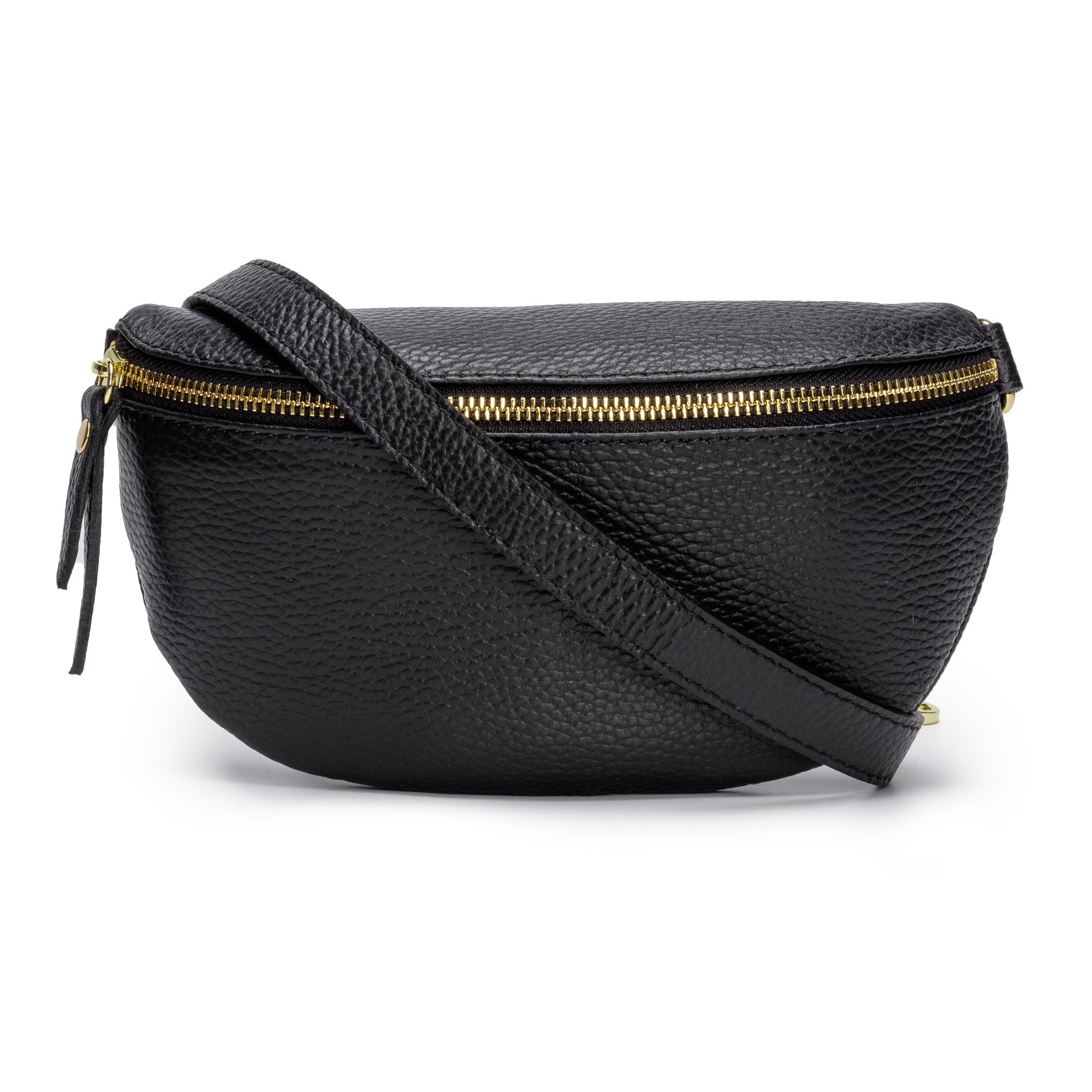 Elie Beaumont Sling Bag - Black with Silver Chevron Strap